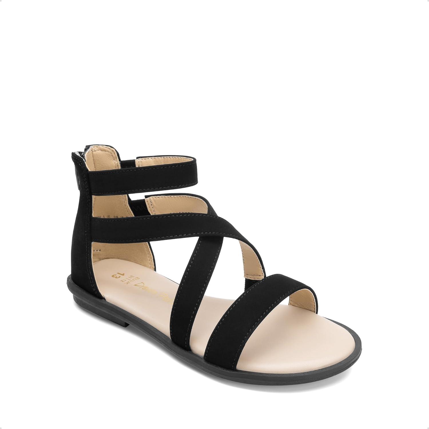 imageDREAM PAIRS Girls Gladiator Sandals with Zipper Strappy Sandals ToddlerLittle KidBig KidBlack