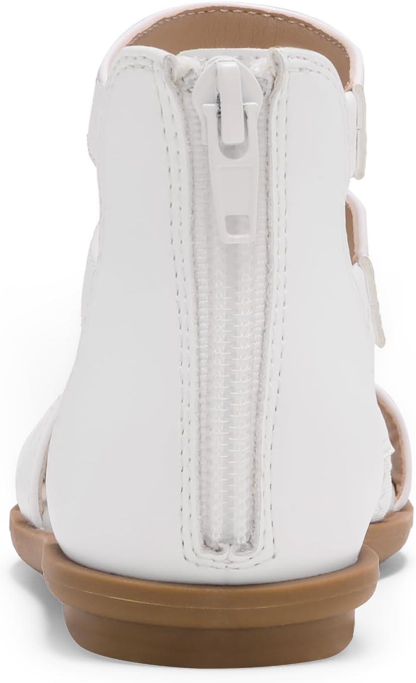 imageDREAM PAIRS Girls Gladiator Sandals with Zipper Strappy Sandals ToddlerLittle KidBig KidWhite