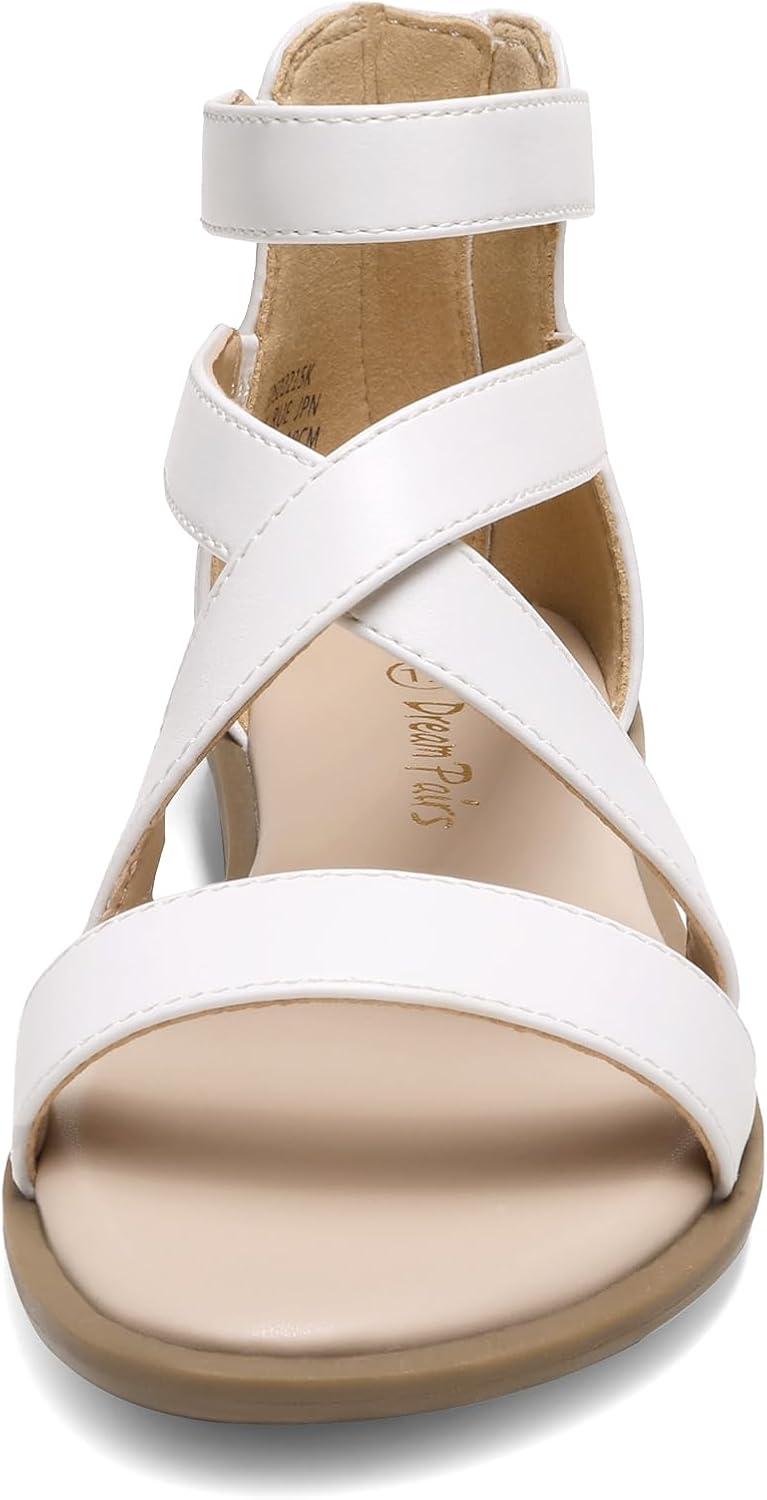 imageDREAM PAIRS Girls Gladiator Sandals with Zipper Strappy Sandals ToddlerLittle KidBig KidWhite