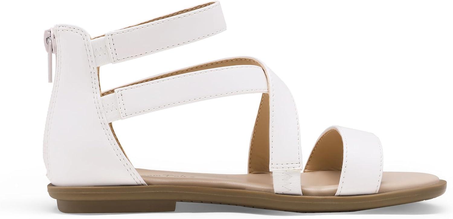 imageDREAM PAIRS Girls Gladiator Sandals with Zipper Strappy Sandals ToddlerLittle KidBig KidWhite