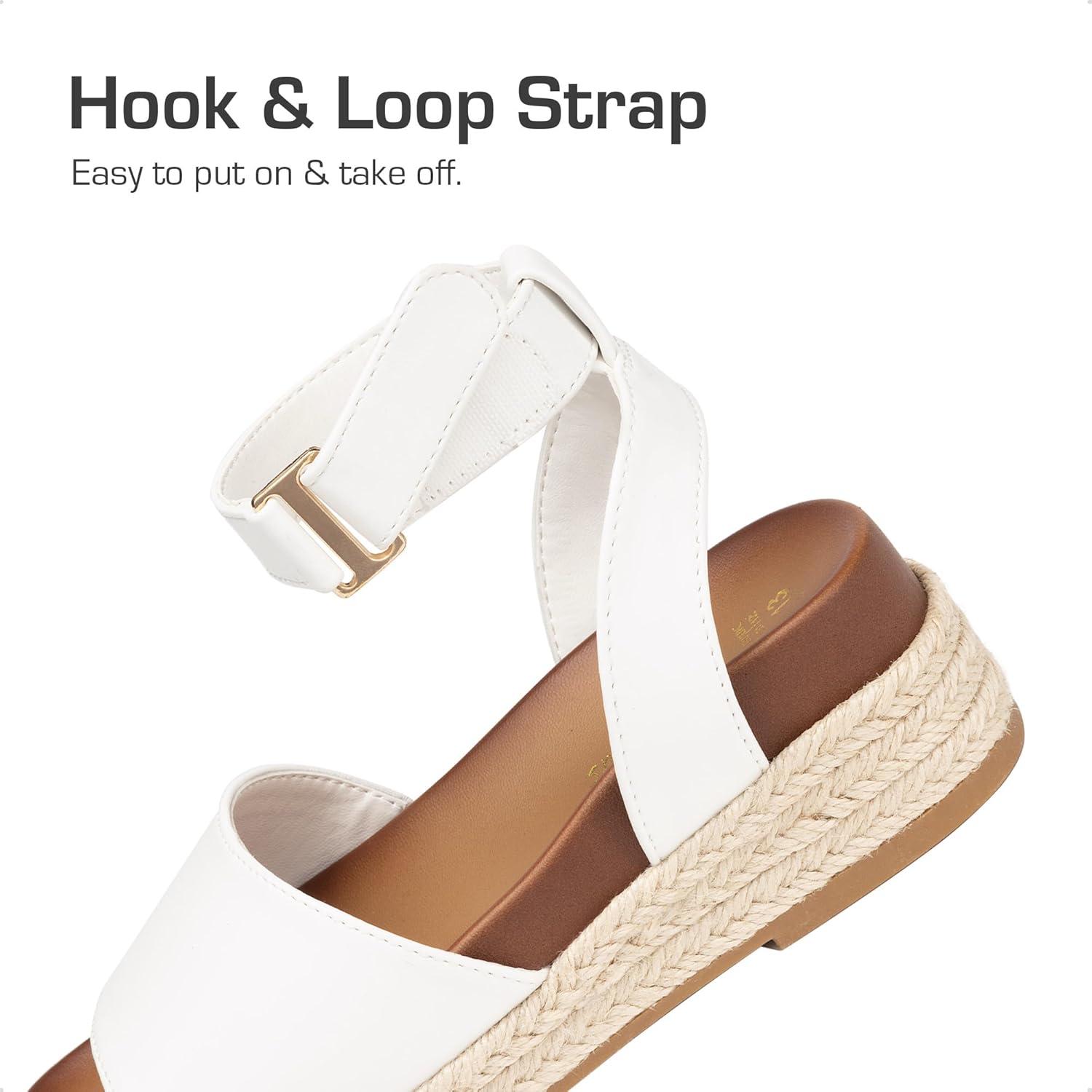 imageDREAM PAIRS Girls Platform Wedge Open Toe Espadrille Sandals with Buckle Ankle Strap for Little KidBig KidWhite