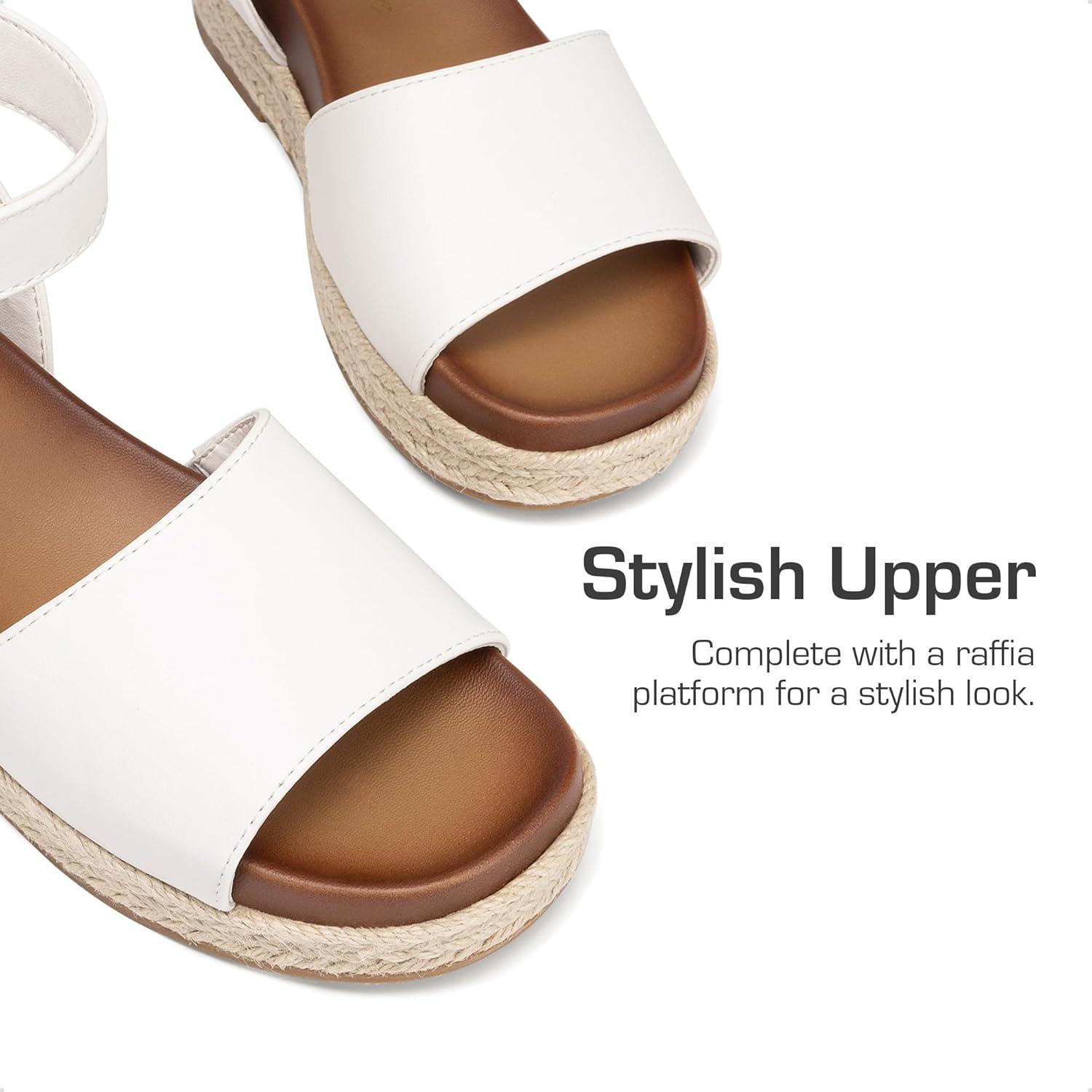 imageDREAM PAIRS Girls Platform Wedge Open Toe Espadrille Sandals with Buckle Ankle Strap for Little KidBig KidWhite