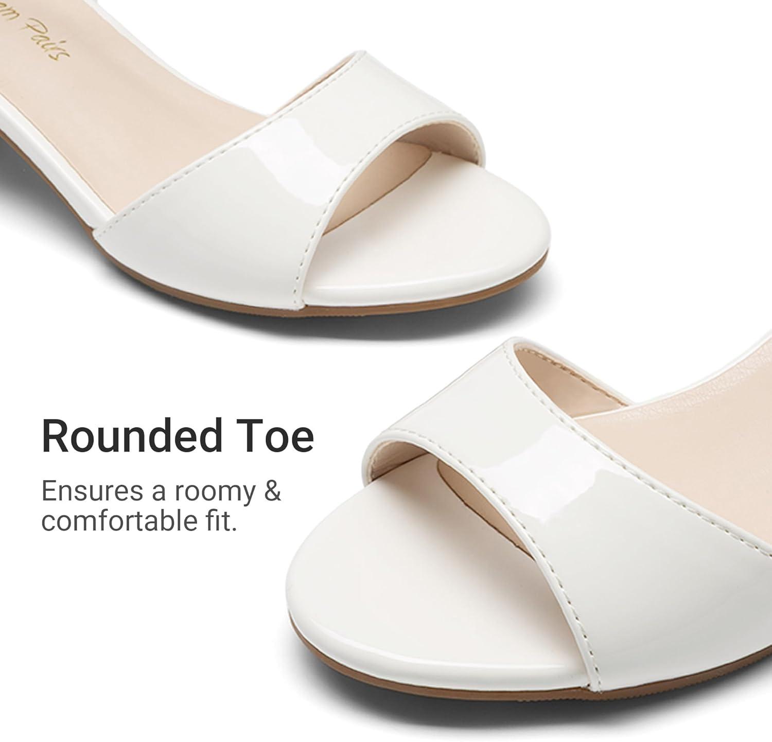 imageDREAM PAIRS Girls Sandals Chunky Pump Ankle Strap High Heels Dress Open Toe Flower Wedding Party for Little Big KidWhitepat