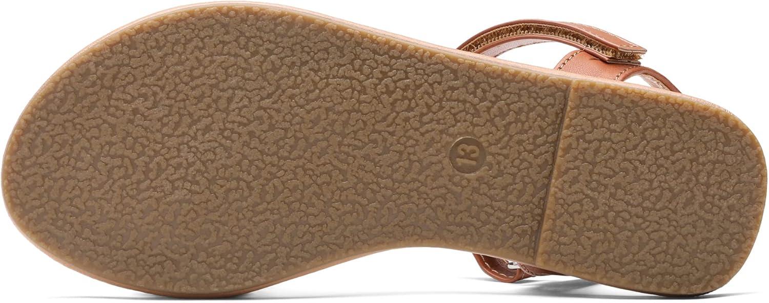 imageDREAM PAIRS Girls Sandals Classic Open Toe Braided Flat Sandals Summer Dress ShoesBrown