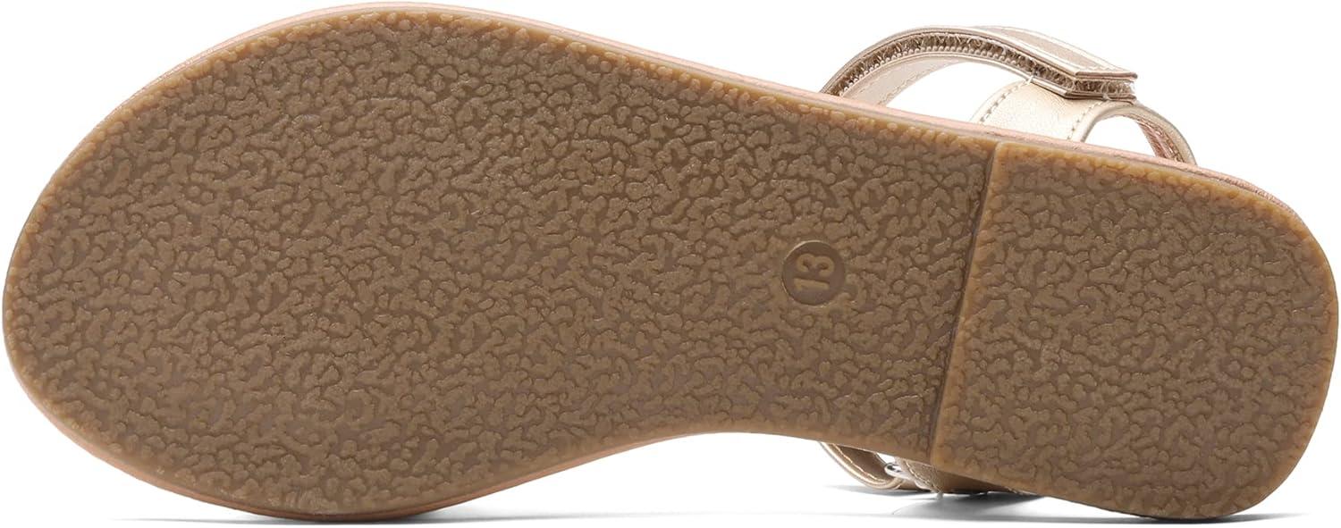 imageDREAM PAIRS Girls Sandals Classic Open Toe Braided Flat Sandals Summer Dress ShoesGold