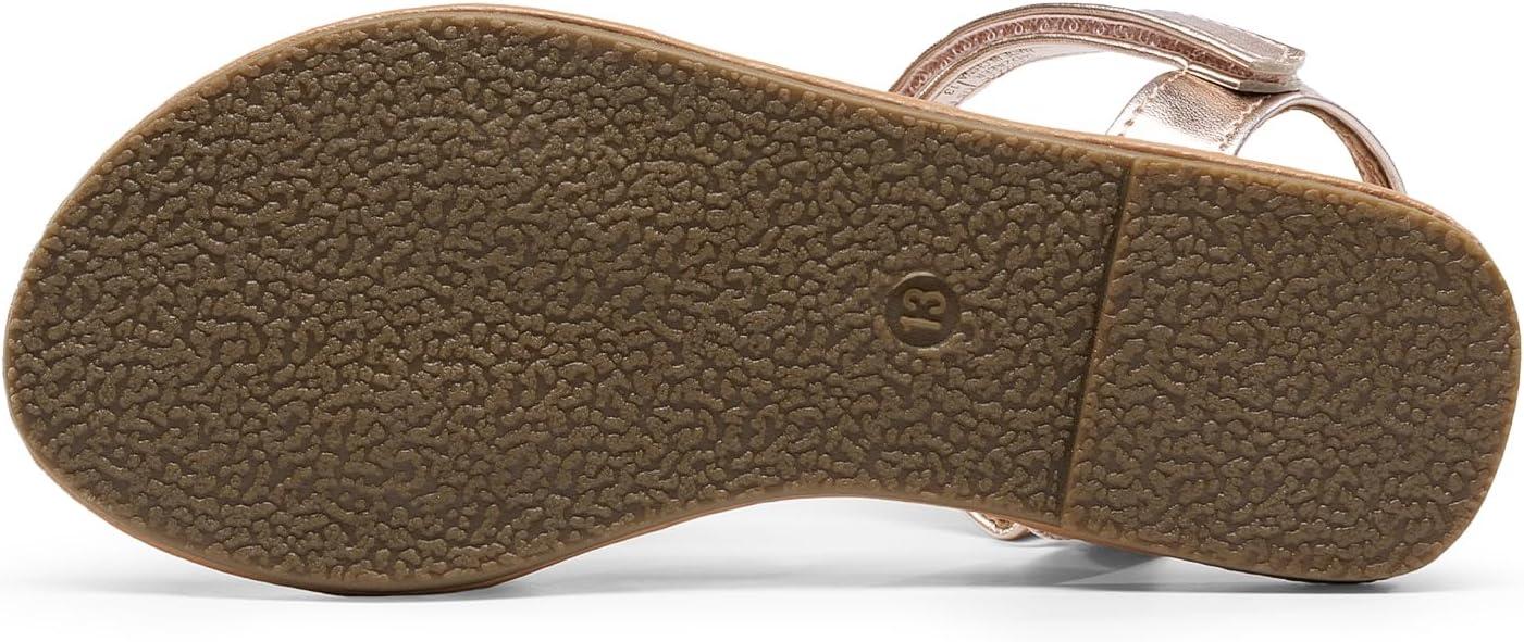 imageDREAM PAIRS Girls Sandals Classic Open Toe Braided Flat Sandals Summer Dress ShoesRose Goldmetallic