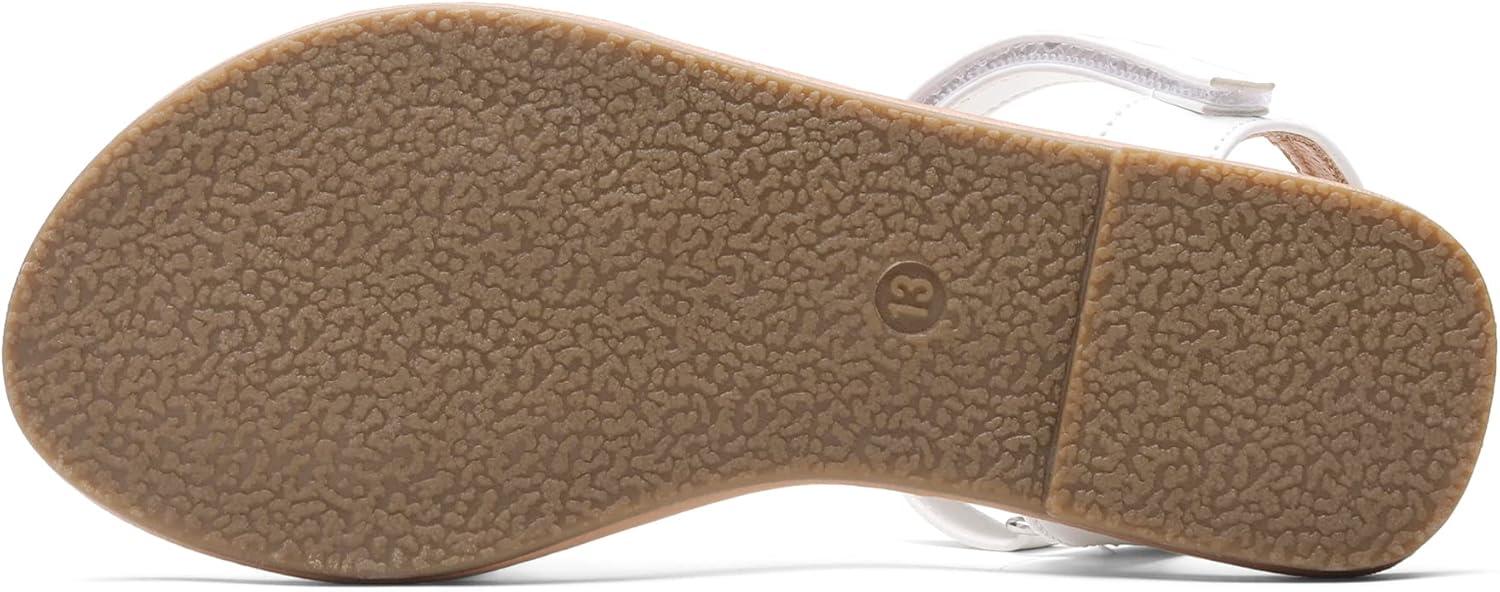 imageDREAM PAIRS Girls Sandals Classic Open Toe Braided Flat Sandals Summer Dress ShoesWhite