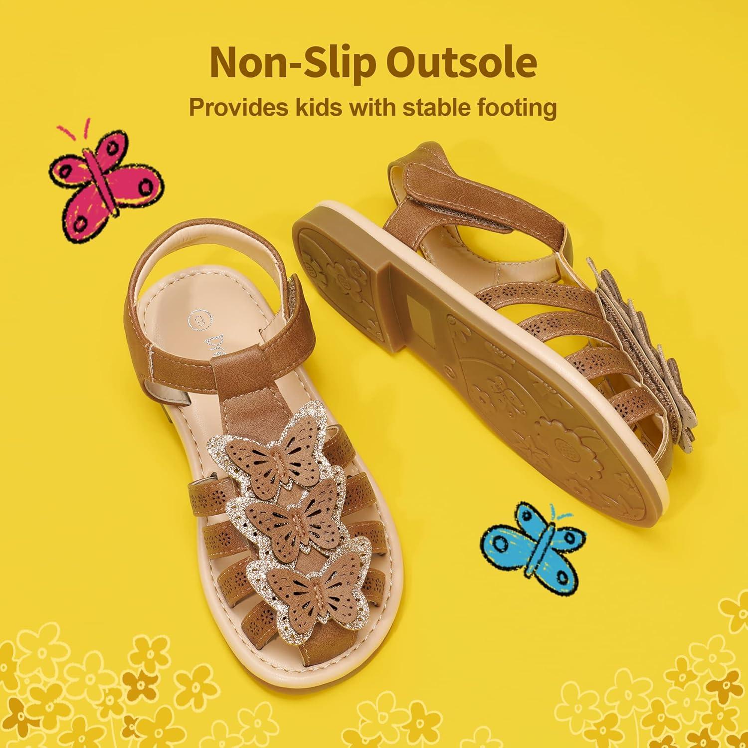 imageDREAM PAIRS Girls Sandals ClosedToe Sandals with Interchangeable DIY Flower Dress Summer Shoes ToddlerLittle KidBrown