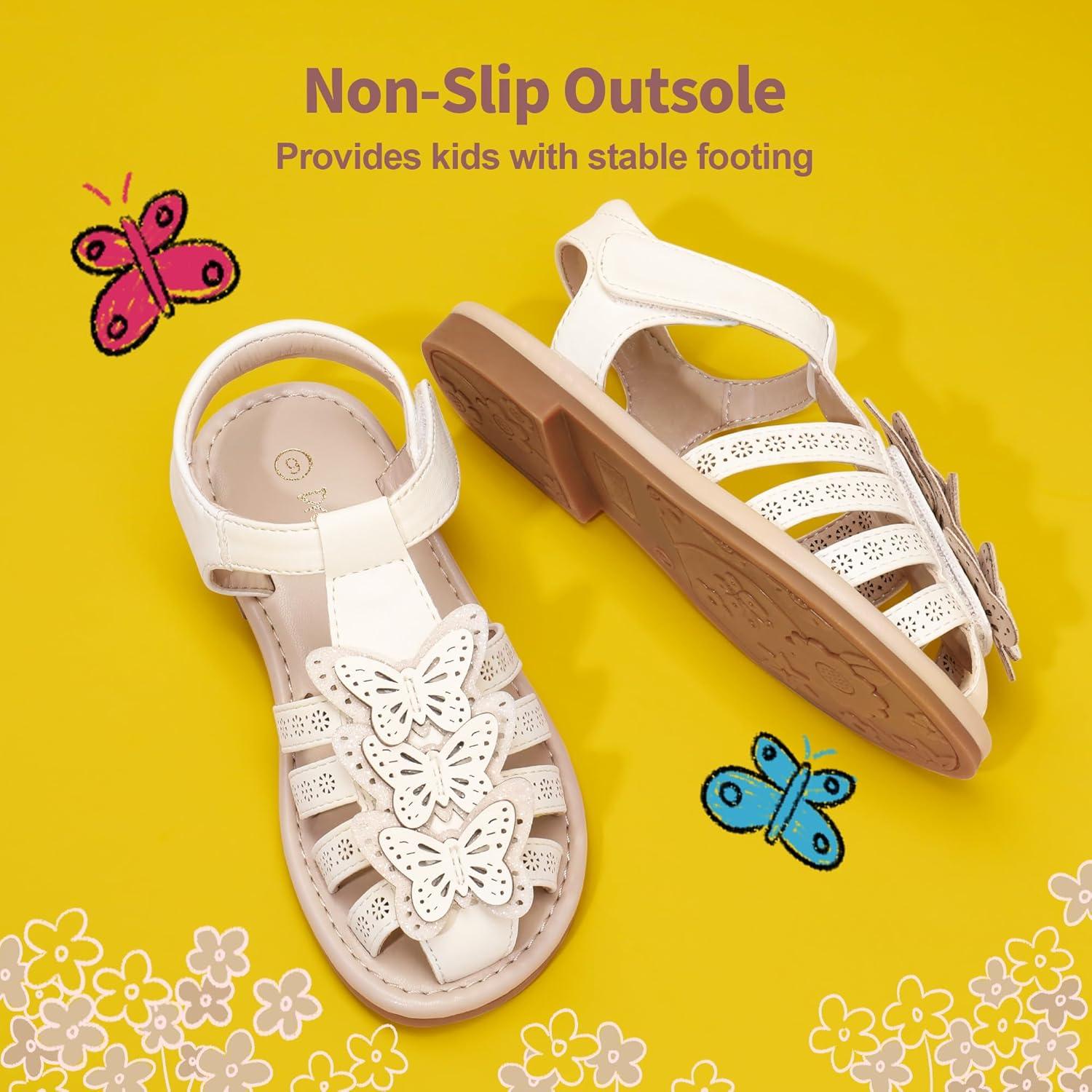 imageDREAM PAIRS Girls Sandals ClosedToe Sandals with Interchangeable DIY Flower Dress Summer Shoes ToddlerLittle KidIvorypu