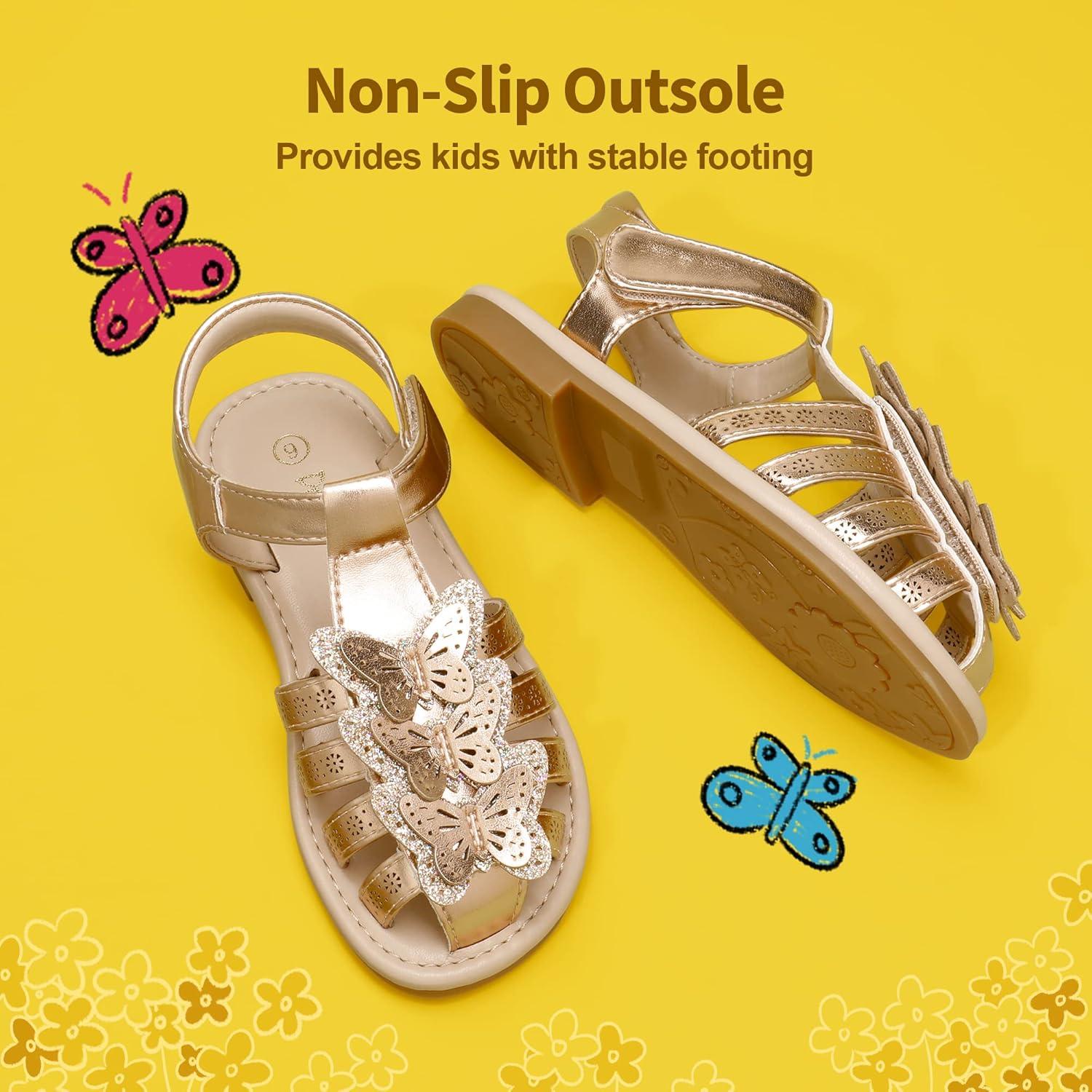 imageDREAM PAIRS Girls Sandals ClosedToe Sandals with Interchangeable DIY Flower Dress Summer Shoes ToddlerLittle KidRose Gold