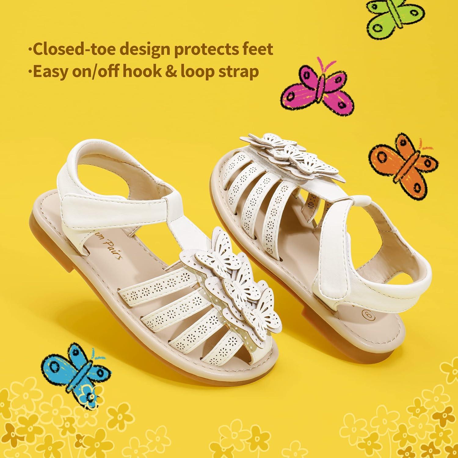imageDREAM PAIRS Girls Sandals ClosedToe Sandals with Interchangeable DIY Flower Dress Summer Shoes ToddlerLittle KidWhite