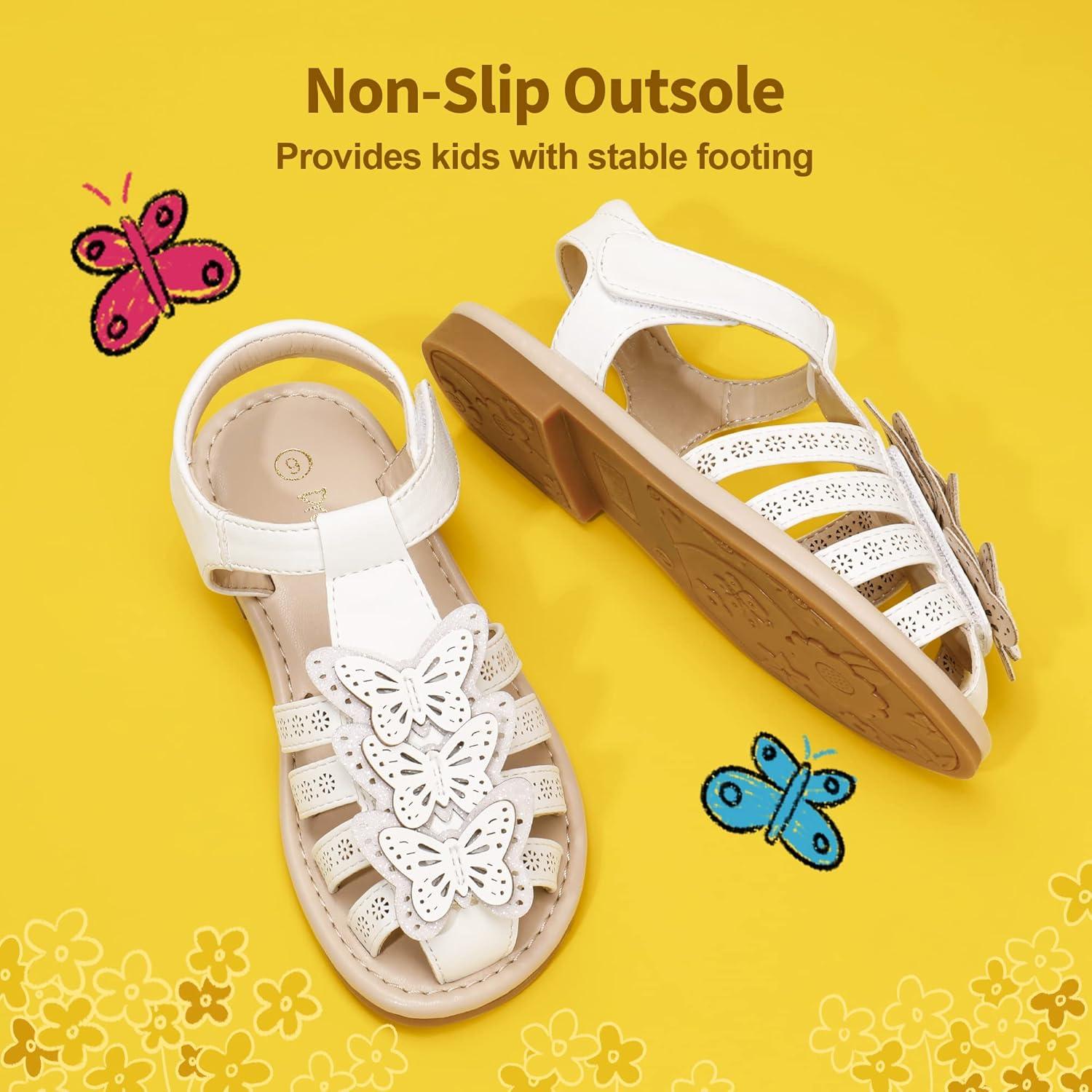 imageDREAM PAIRS Girls Sandals ClosedToe Sandals with Interchangeable DIY Flower Dress Summer Shoes ToddlerLittle KidWhite