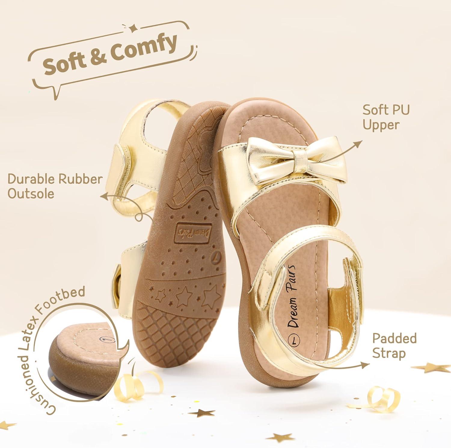 imageDREAM PAIRS Girls Sandals Fashion Bow Summer Shoes for ToddlerLittle KidGold