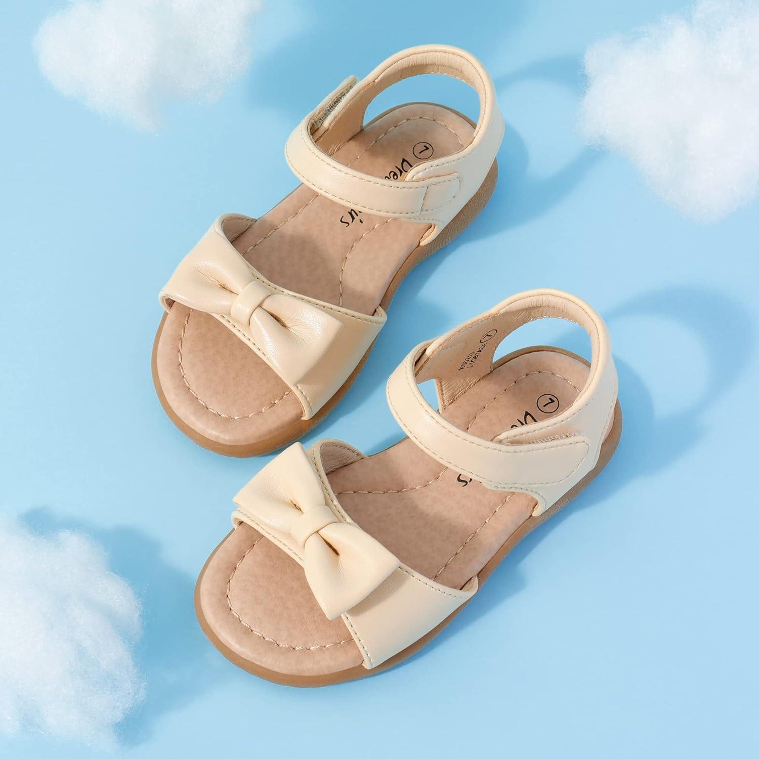 imageDREAM PAIRS Girls Sandals Fashion Bow Summer Shoes for ToddlerLittle KidKhaki