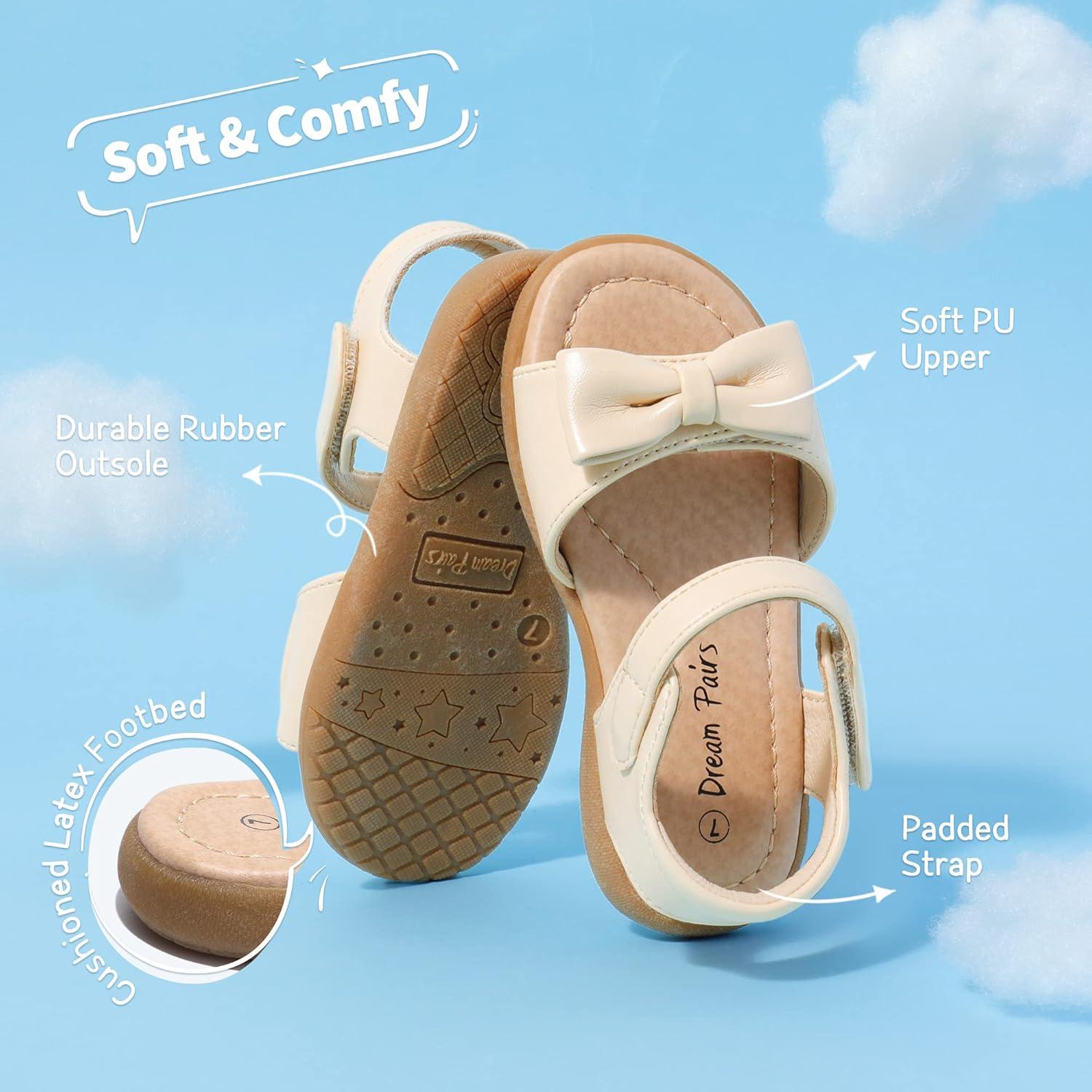 imageDREAM PAIRS Girls Sandals Fashion Bow Summer Shoes for ToddlerLittle KidKhaki