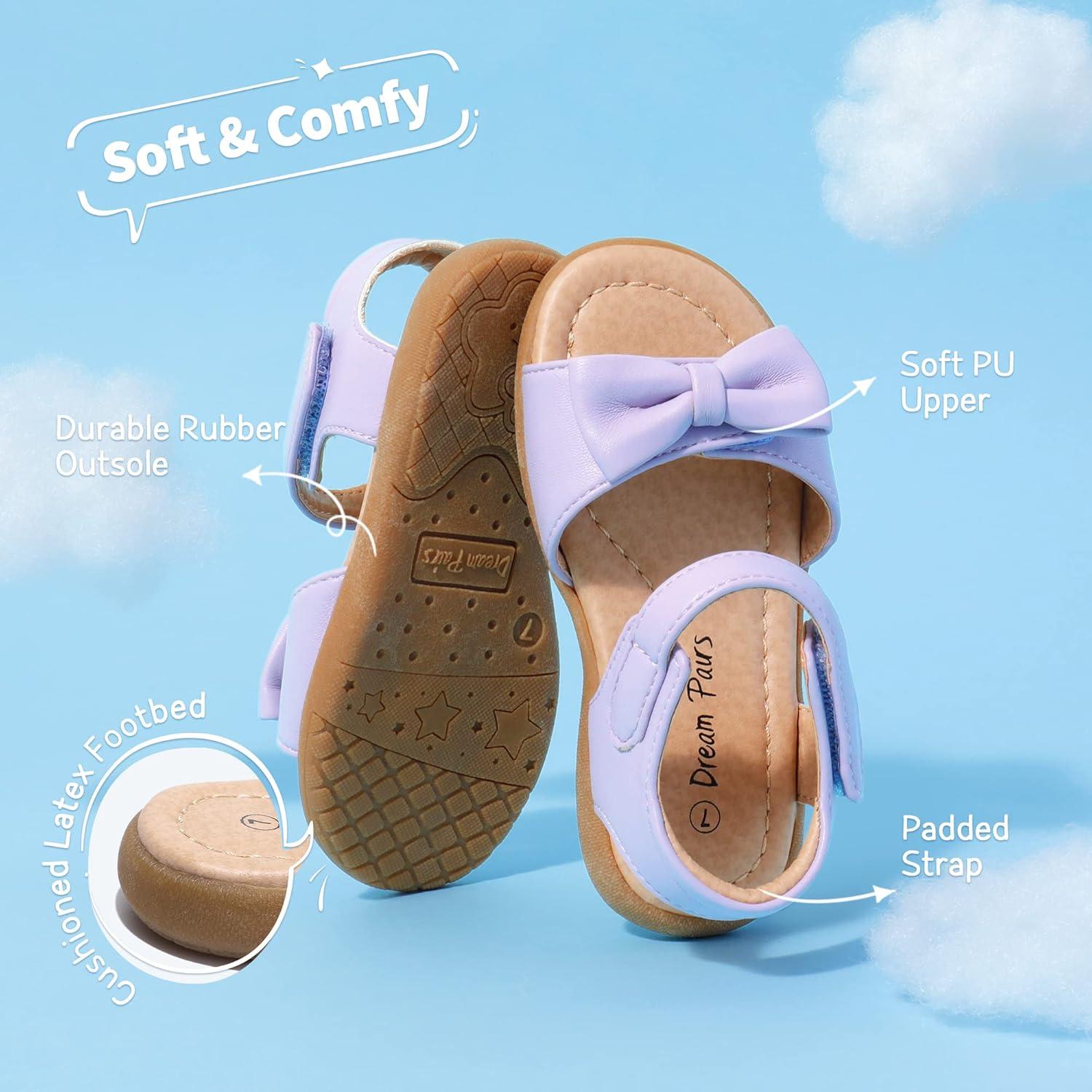 imageDREAM PAIRS Girls Sandals Fashion Bow Summer Shoes for ToddlerLittle KidLightPurple