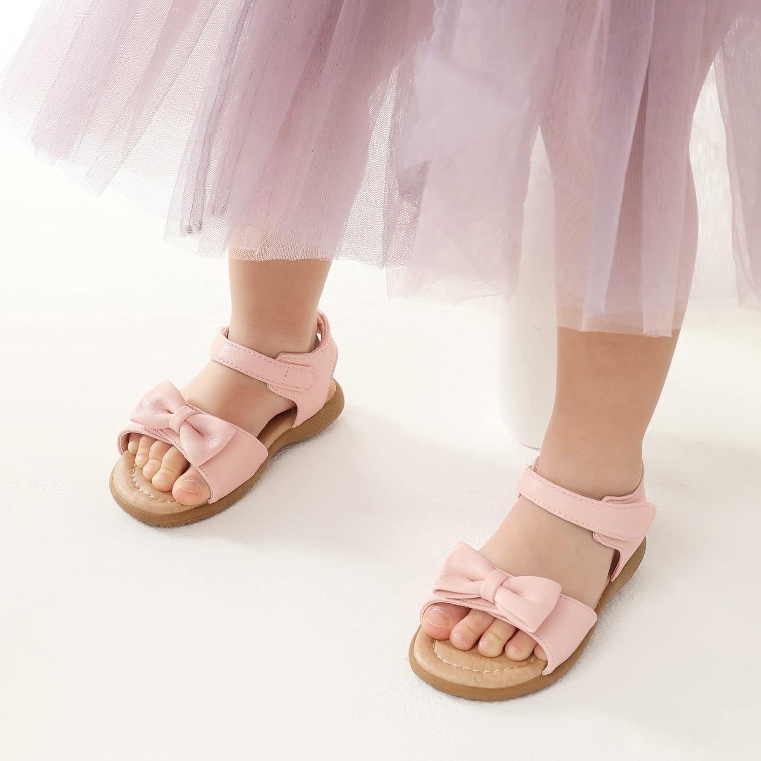 imageDREAM PAIRS Girls Sandals Fashion Bow Summer Shoes for ToddlerLittle KidPink