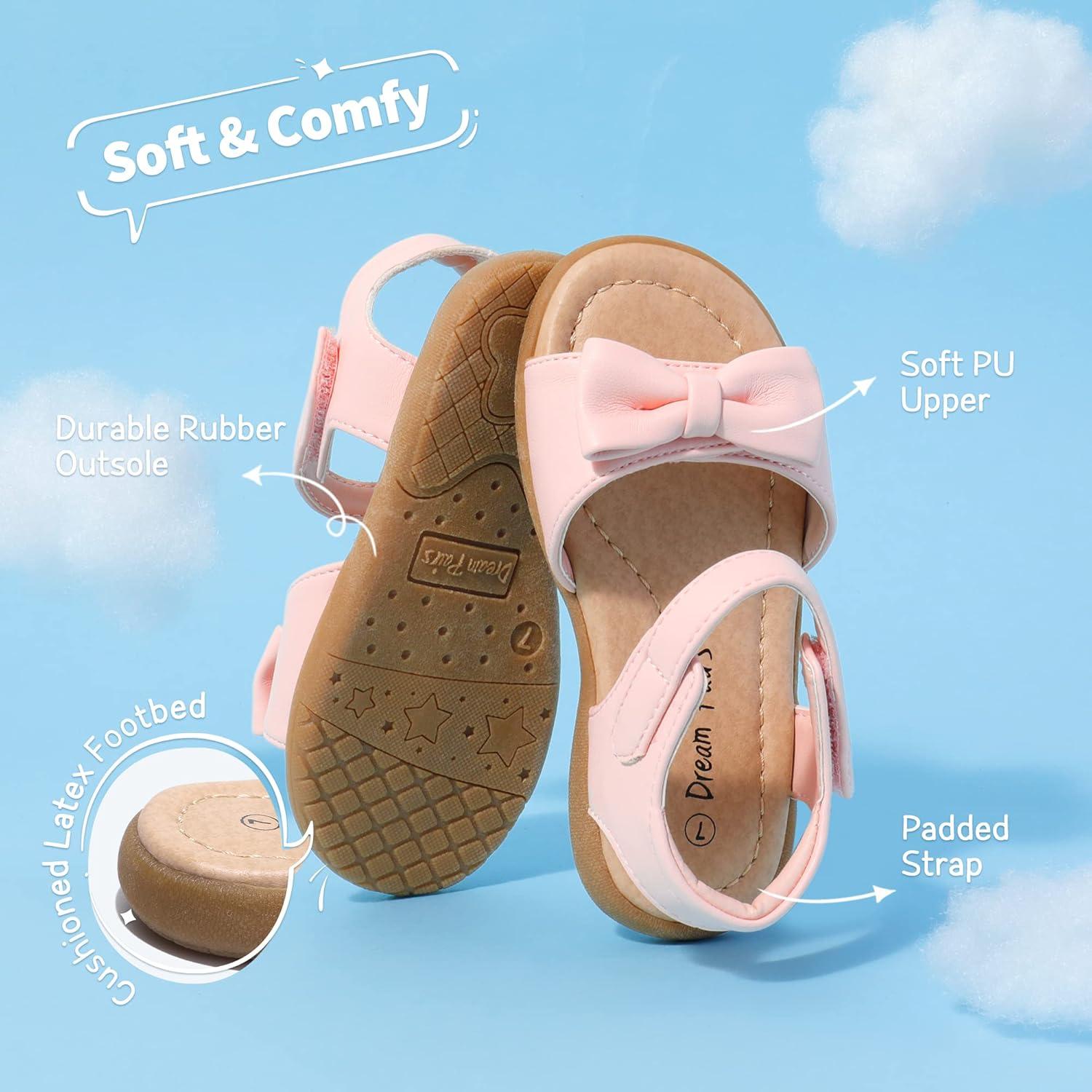imageDREAM PAIRS Girls Sandals Fashion Bow Summer Shoes for ToddlerLittle KidPink