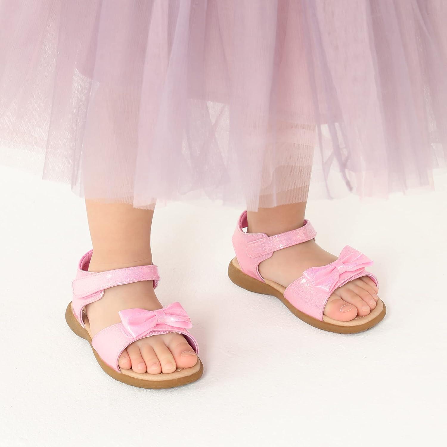 imageDREAM PAIRS Girls Sandals Fashion Bow Summer Shoes for ToddlerLittle KidPinkglitter