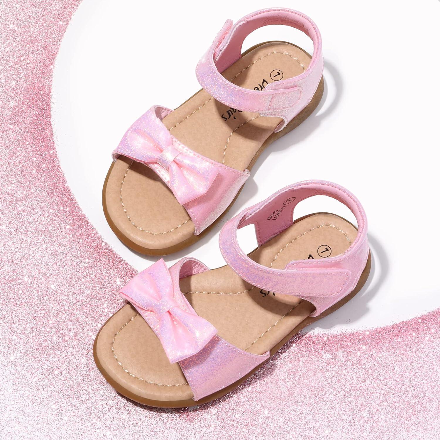 imageDREAM PAIRS Girls Sandals Fashion Bow Summer Shoes for ToddlerLittle KidPinkglitter