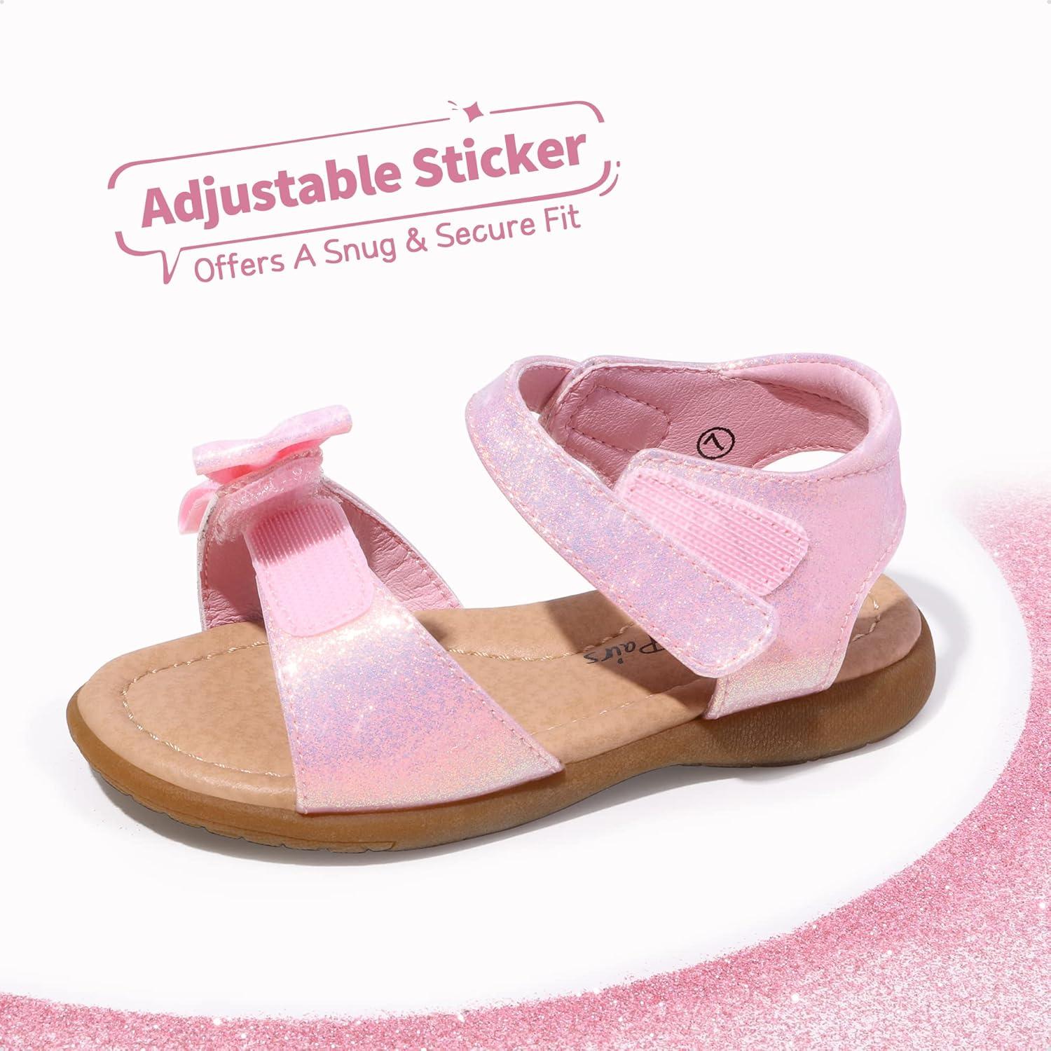imageDREAM PAIRS Girls Sandals Fashion Bow Summer Shoes for ToddlerLittle KidPinkglitter