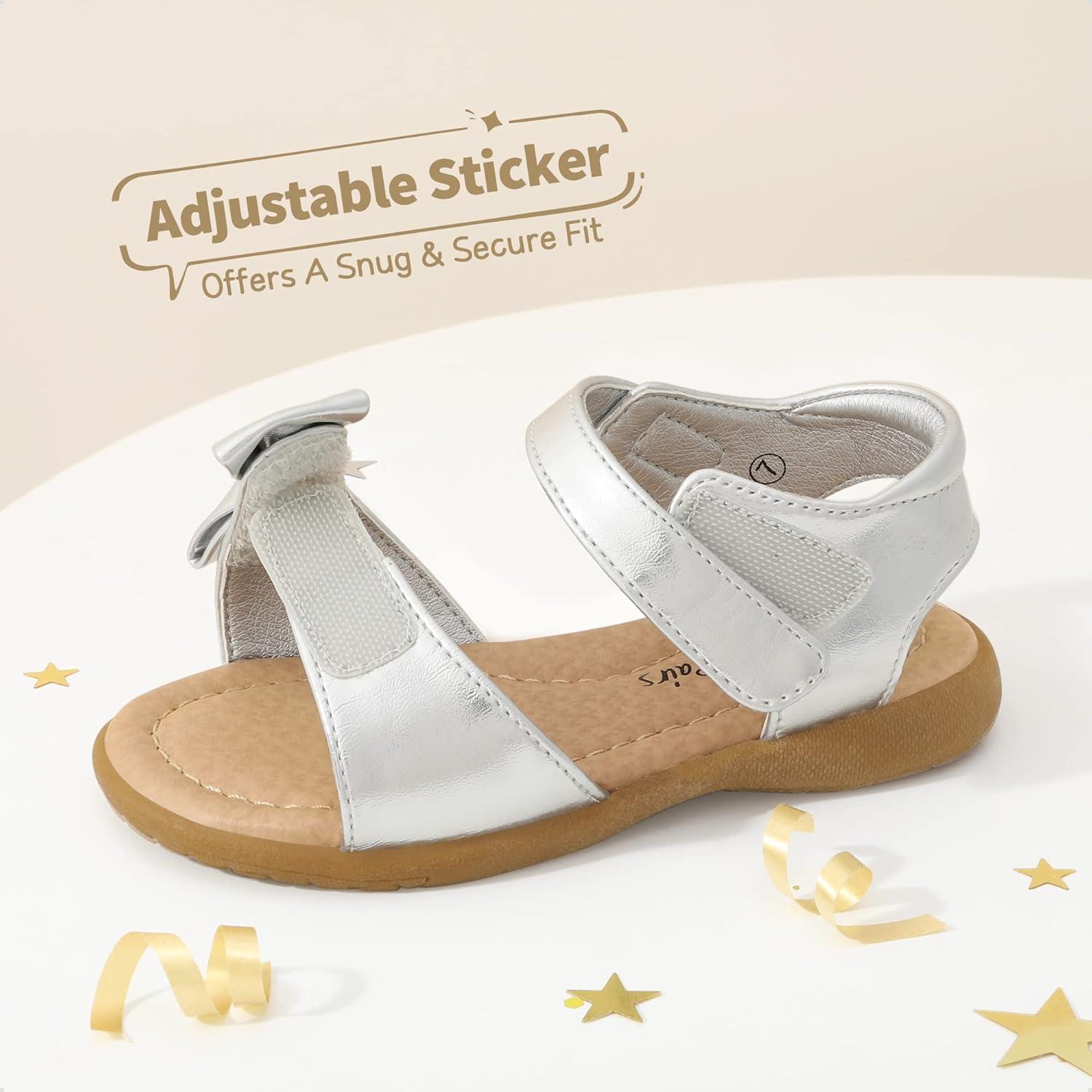 imageDREAM PAIRS Girls Sandals Fashion Bow Summer Shoes for ToddlerLittle KidSilver