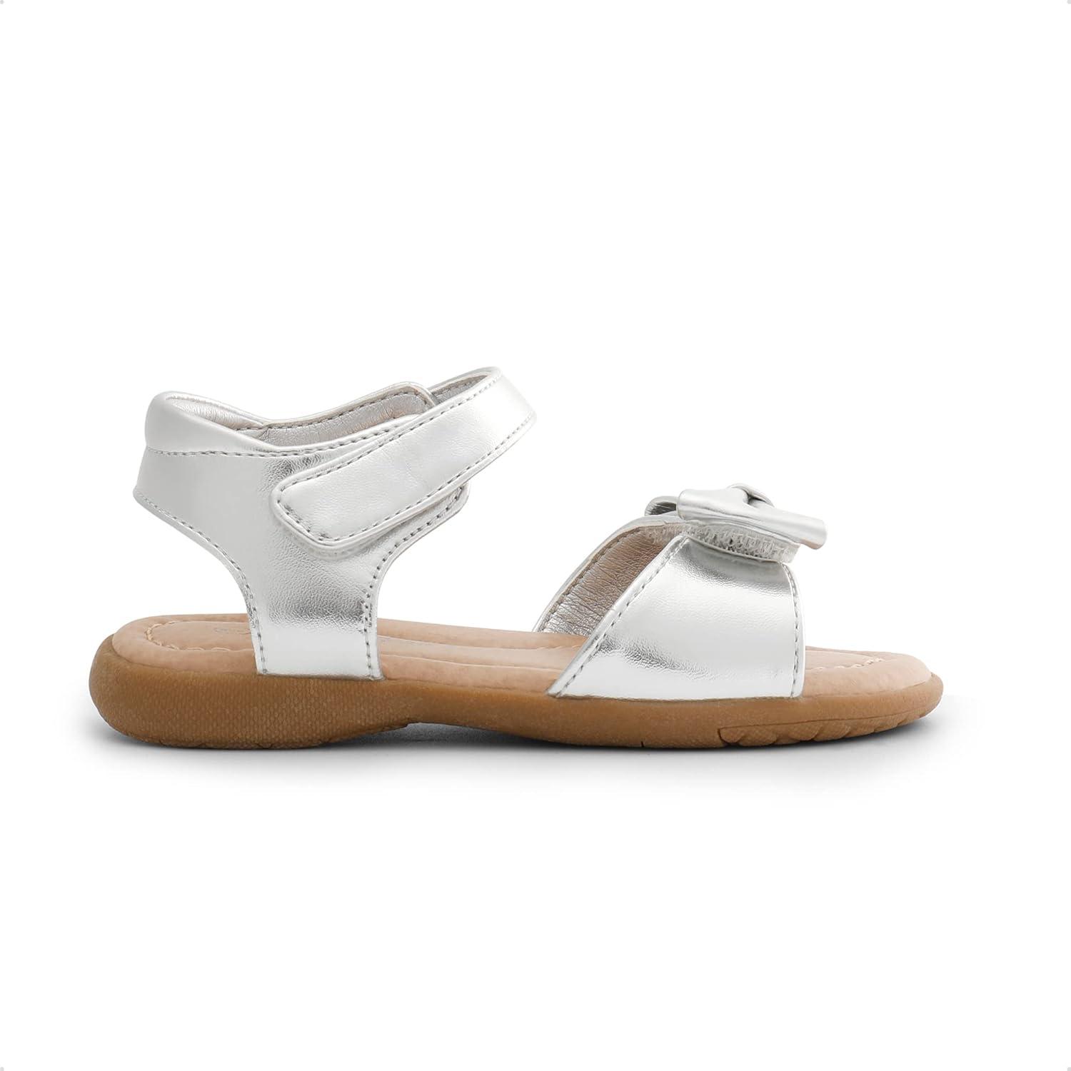 imageDREAM PAIRS Girls Sandals Fashion Bow Summer Shoes for ToddlerLittle KidSilver
