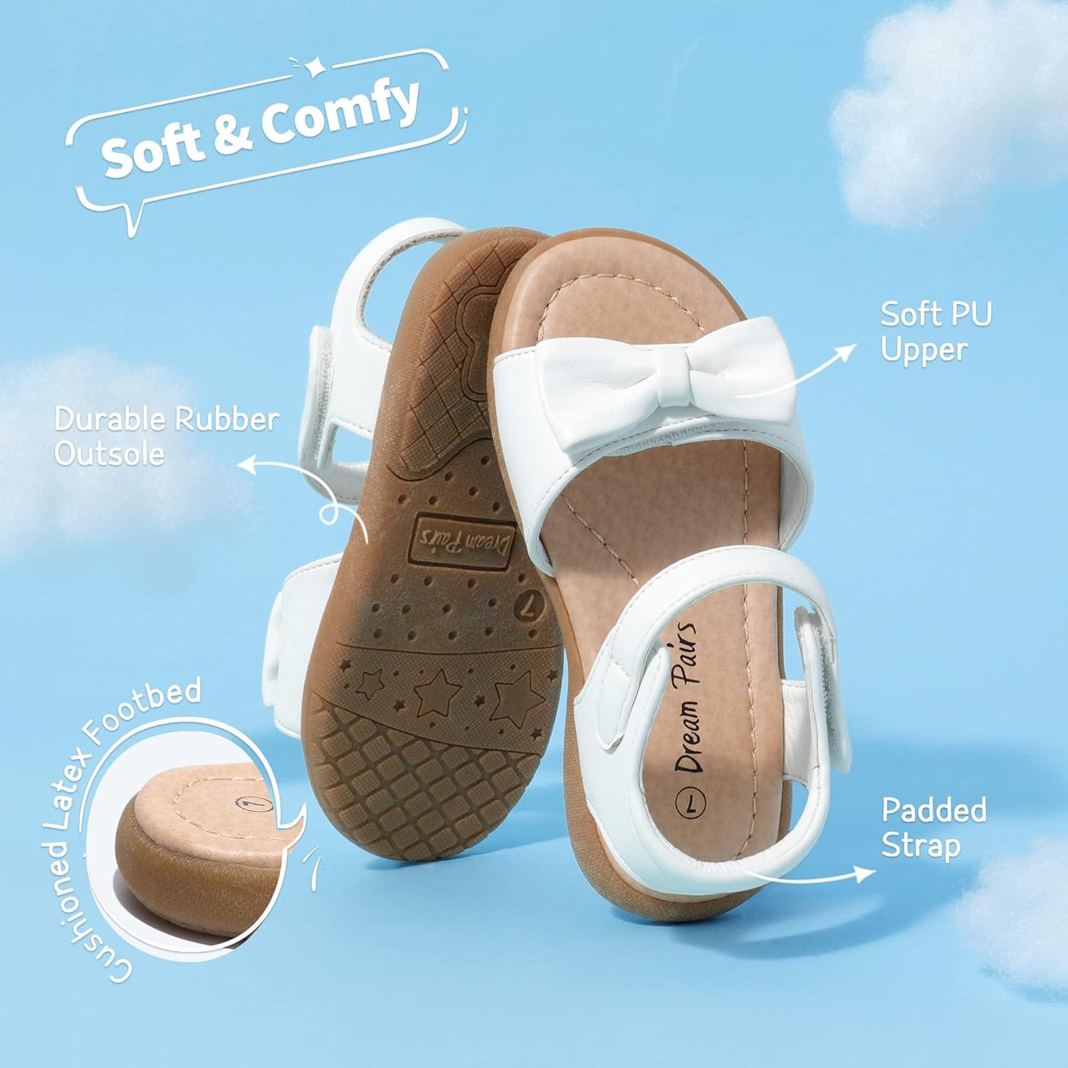 imageDREAM PAIRS Girls Sandals Fashion Bow Summer Shoes for ToddlerLittle KidWhite