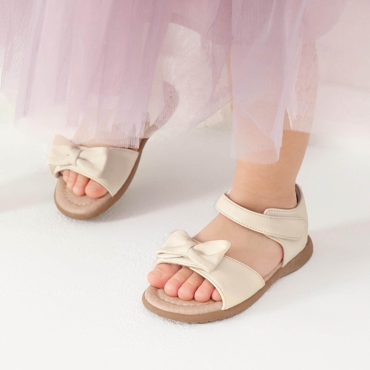 imageDREAM PAIRS Girls Sandals Fashion Bow Summer Shoes for ToddlerLittle KidWhitepu