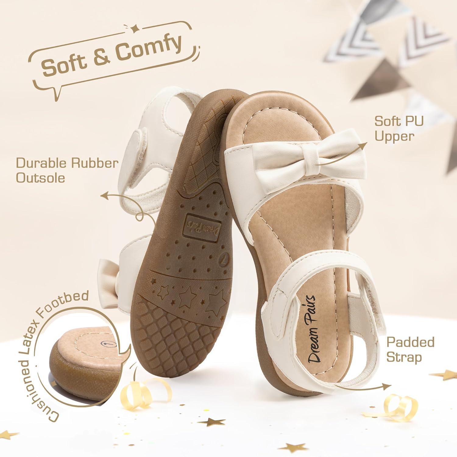 imageDREAM PAIRS Girls Sandals Fashion Bow Summer Shoes for ToddlerLittle KidWhitepu