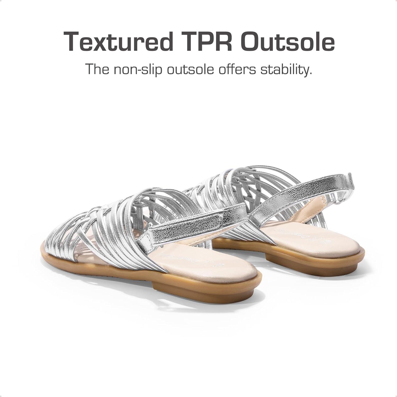 imageDREAM PAIRS Girls Sandals Gladiator Braided Flat Open Toe Summer SandalsSilver