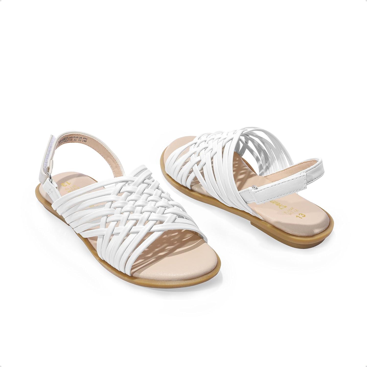 imageDREAM PAIRS Girls Sandals Gladiator Braided Flat Open Toe Summer SandalsWhite