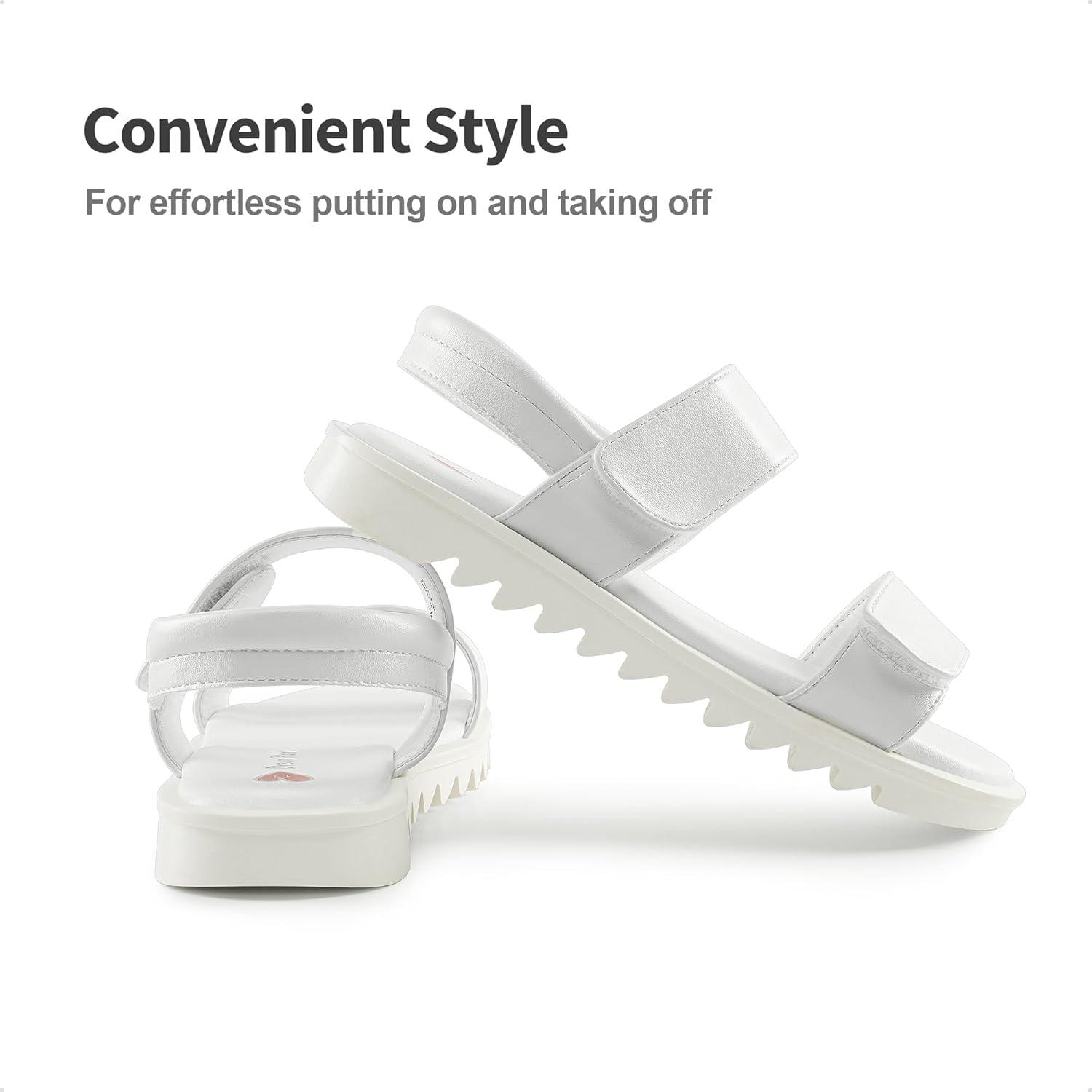 imageDREAM PAIRS Girls Sandals Glitter Two Strapped Casual Open Toe Sandals Little KidBig KidWhitepu