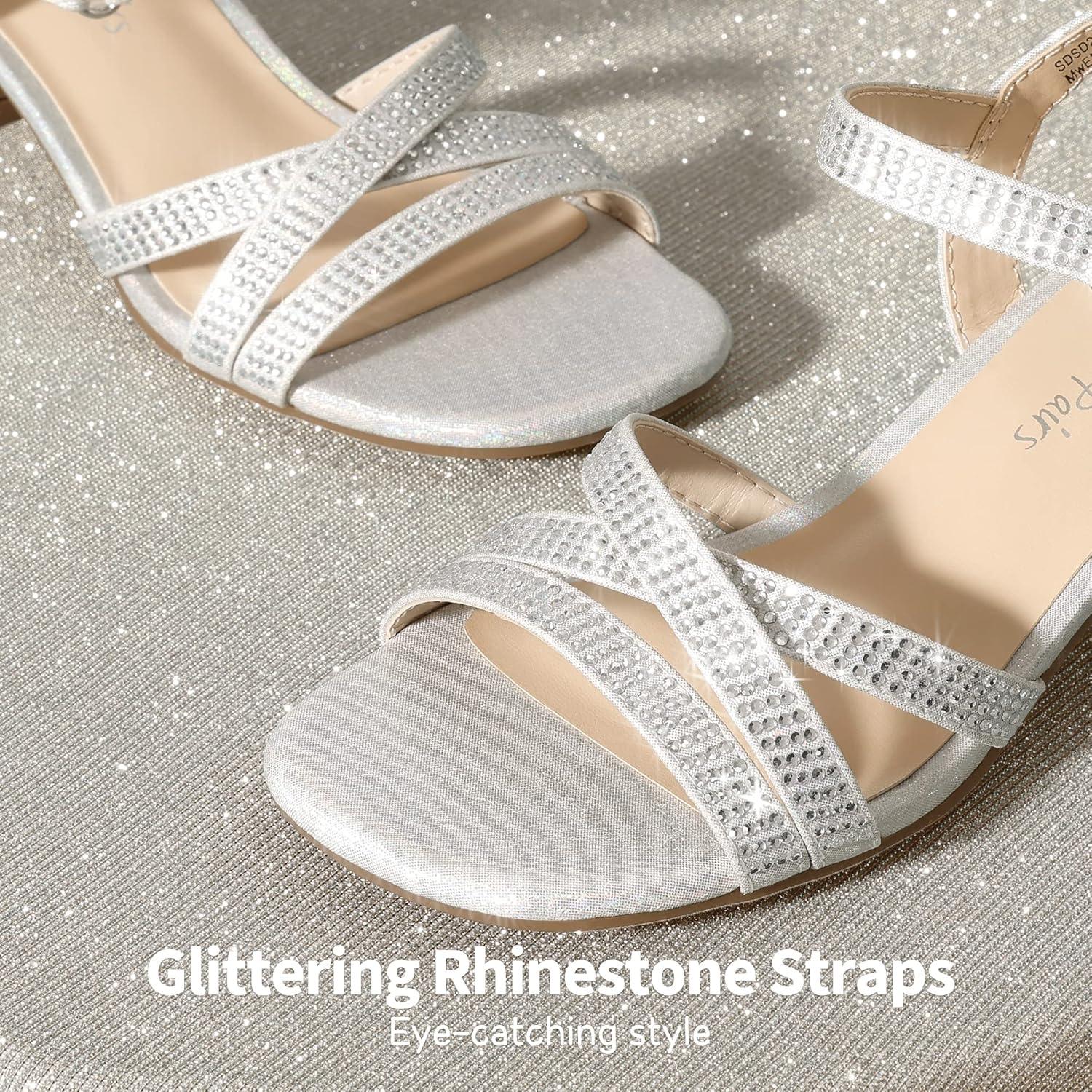 imageDREAM PAIRS Girls Sandals Low Heel Dress Open Toe Sandals Flower Wedding Party for Little KidBig KidSilver