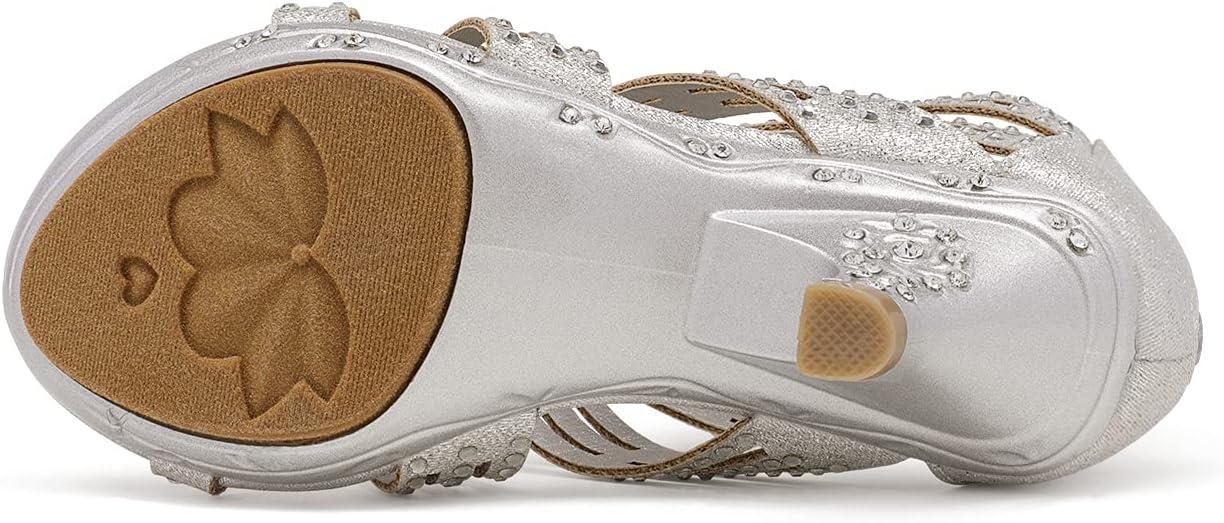 imageDREAM PAIRS Girls Sandals Low Heel Dress Pump SandalsSilver1