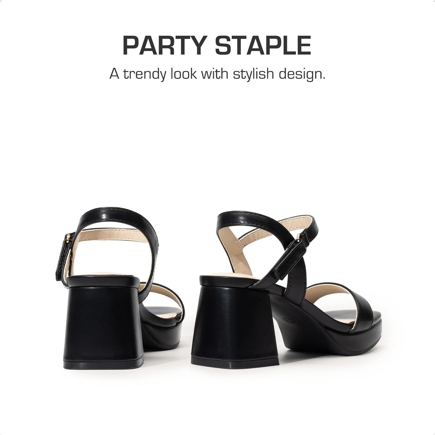 imageDREAM PAIRS Girls Sandals Open Toe Low Block Chunky Heels Sandals Party Dress Pumps Shoes for Little Big KidBlack