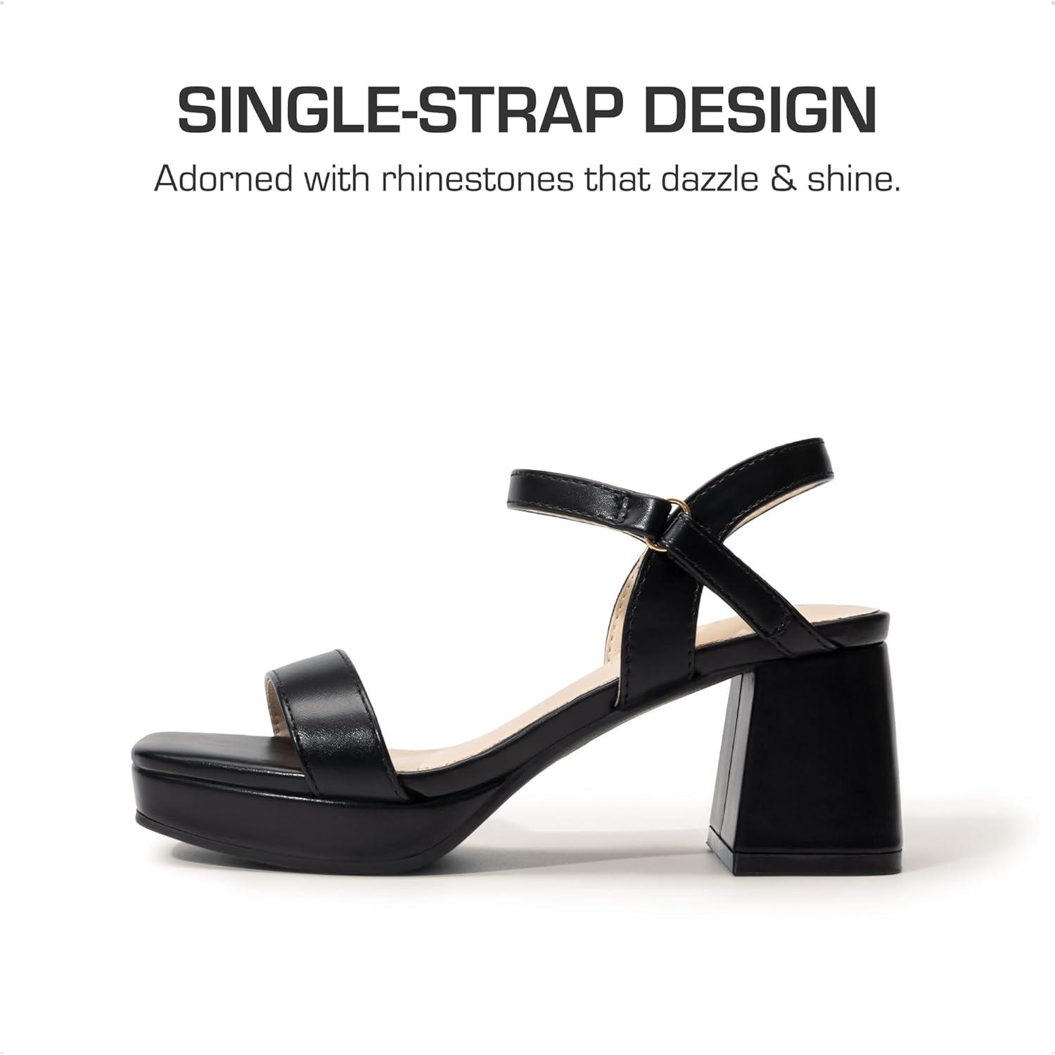 imageDREAM PAIRS Girls Sandals Open Toe Low Block Chunky Heels Sandals Party Dress Pumps Shoes for Little Big KidBlack