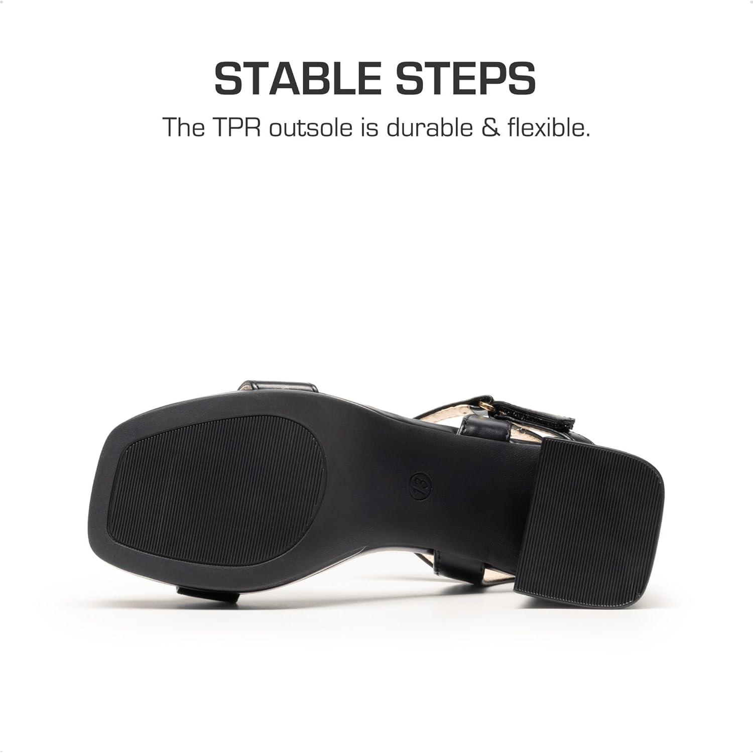 imageDREAM PAIRS Girls Sandals Open Toe Low Block Chunky Heels Sandals Party Dress Pumps Shoes for Little Big KidBlack