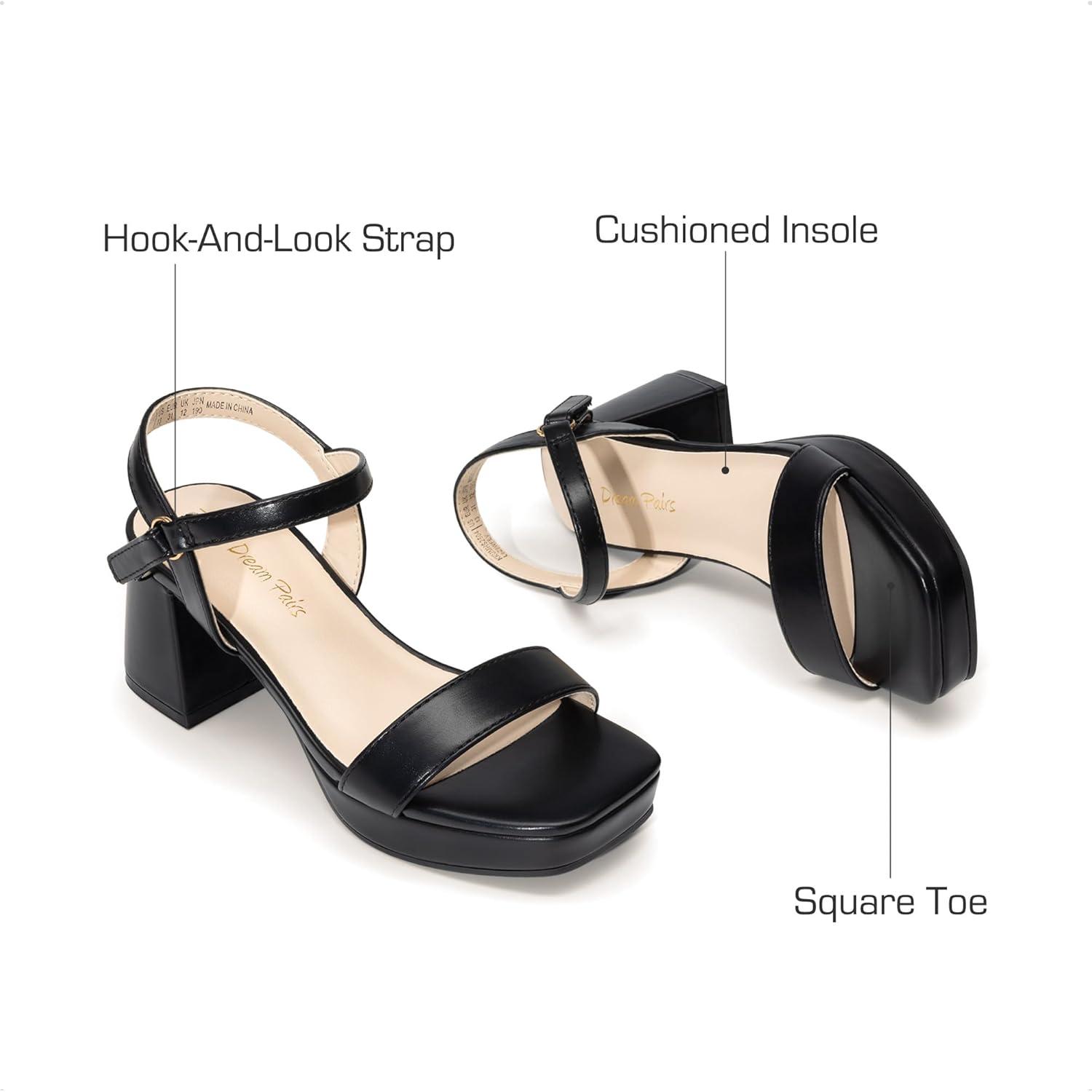 imageDREAM PAIRS Girls Sandals Open Toe Low Block Chunky Heels Sandals Party Dress Pumps Shoes for Little Big KidBlack