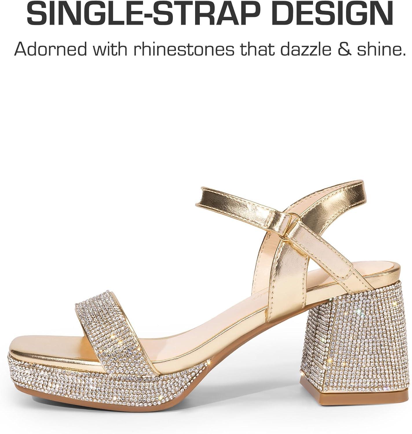 imageDREAM PAIRS Girls Sandals Open Toe Low Block Chunky Heels Sandals Party Dress Pumps Shoes for Little Big KidGold