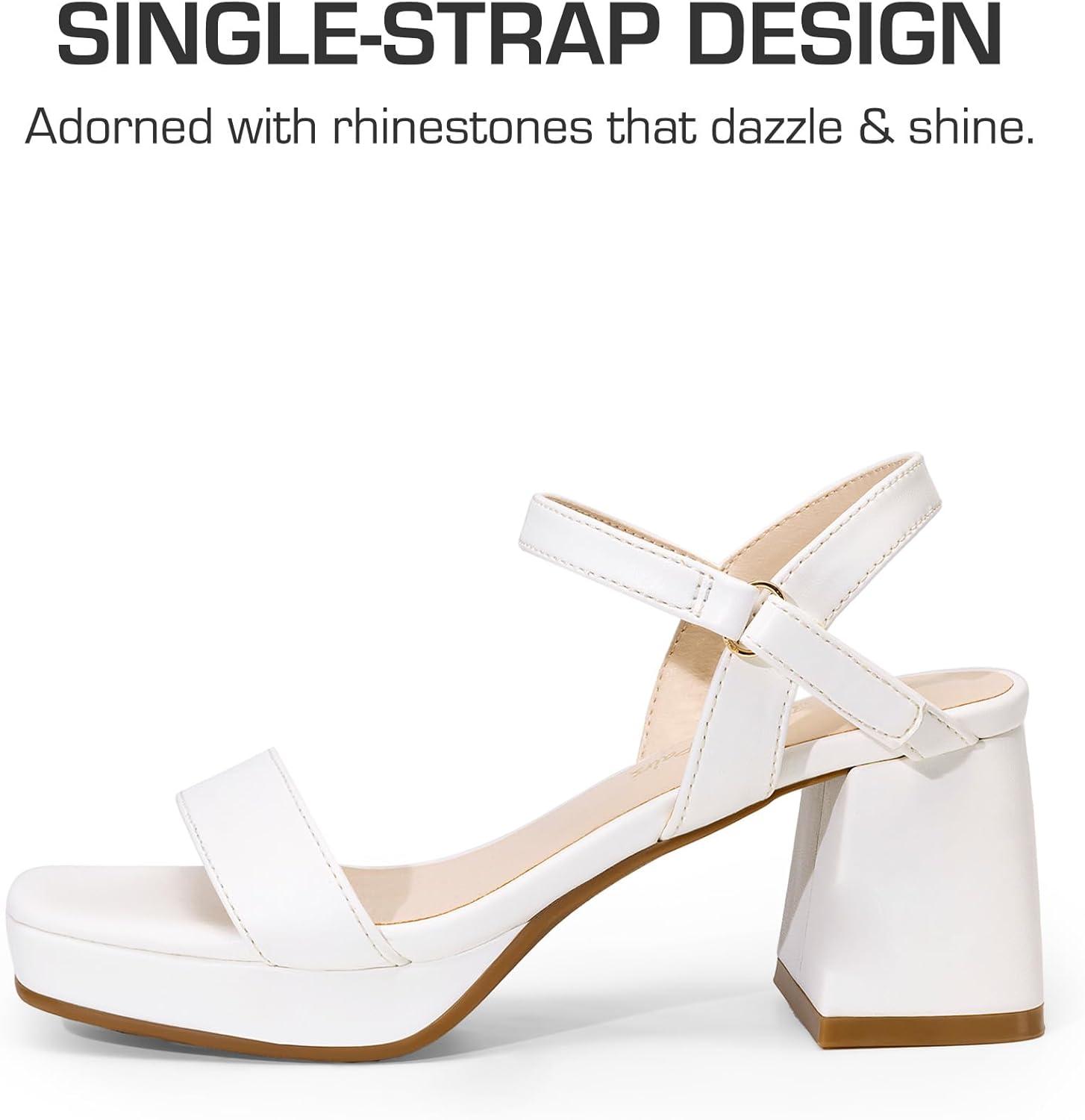 imageDREAM PAIRS Girls Sandals Open Toe Low Block Chunky Heels Sandals Party Dress Pumps Shoes for Little Big KidWhite