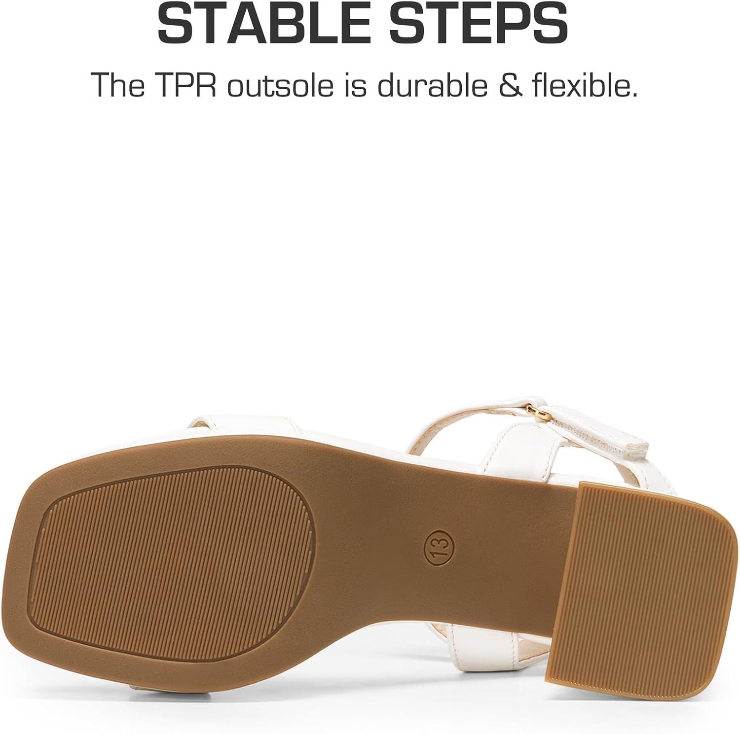 imageDREAM PAIRS Girls Sandals Open Toe Low Block Chunky Heels Sandals Party Dress Pumps Shoes for Little Big KidWhite