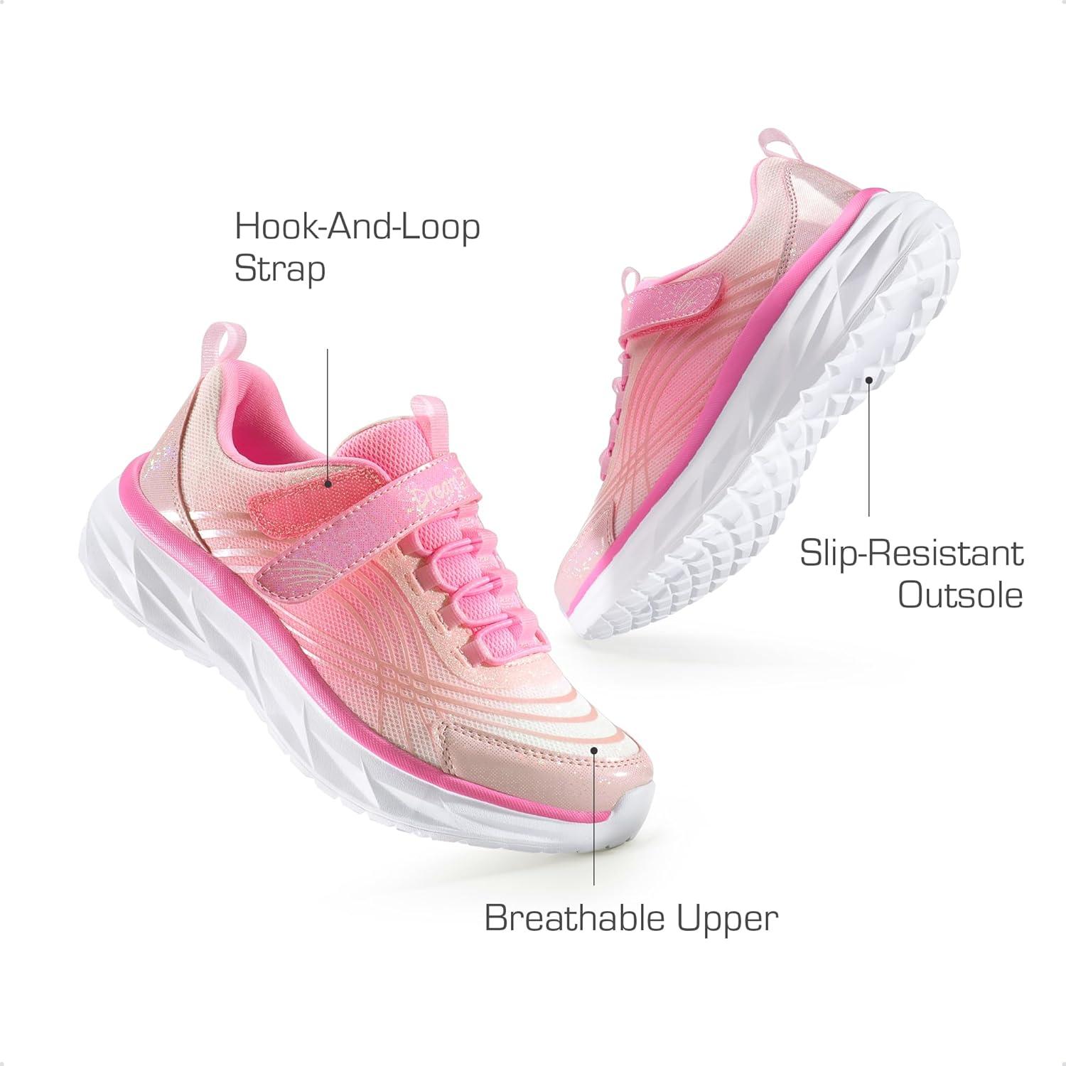 imageDREAM PAIRS Girls Shoes Sneakers Kids Tennis Shoes Sparkle ColorBurst Lightweight Running Casual Walking ShoesPink