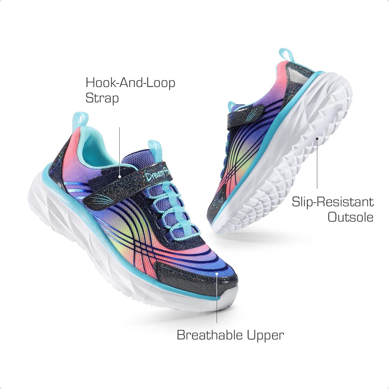 imageDREAM PAIRS Girls Shoes Sneakers Kids Tennis Shoes Sparkle ColorBurst Lightweight Running Casual Walking ShoesPurpleRainbow