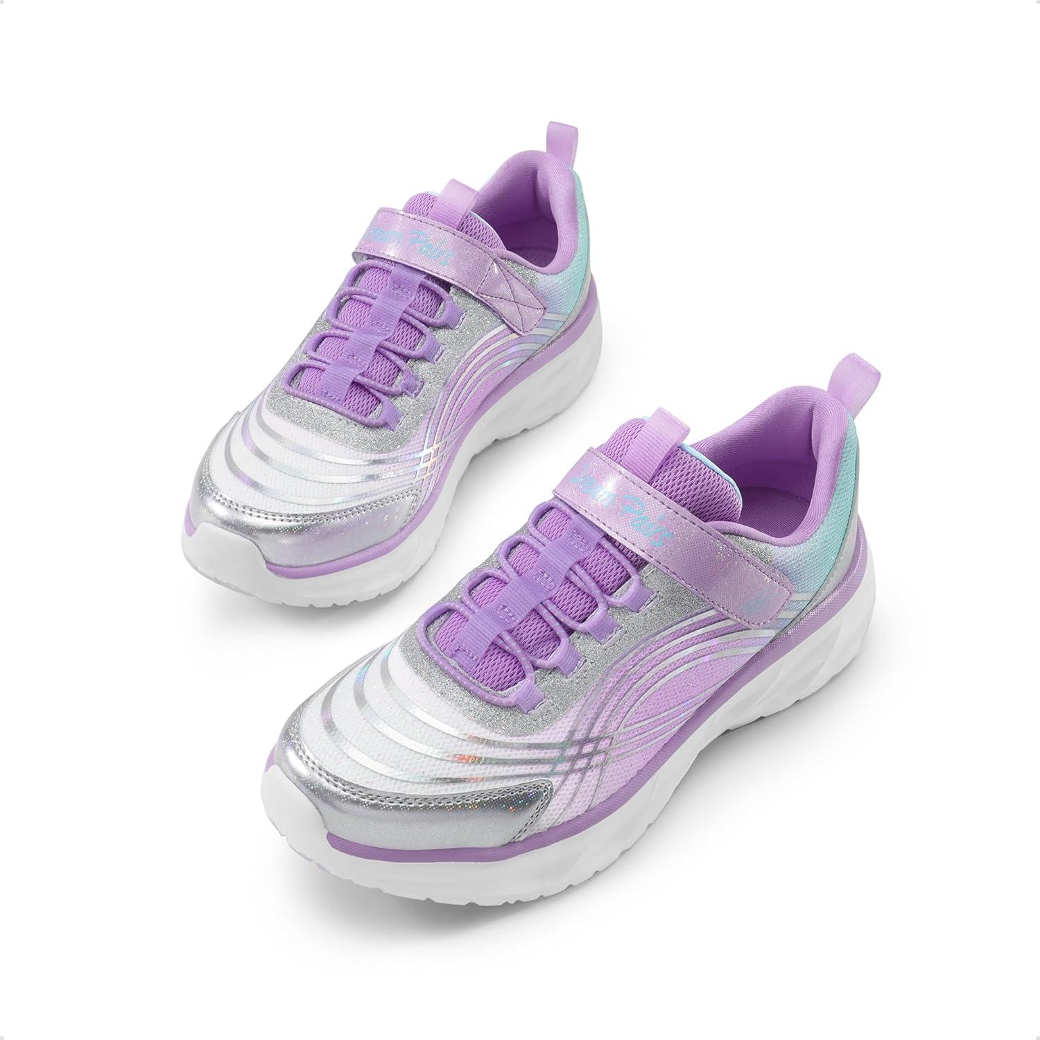 imageDREAM PAIRS Girls Shoes Sneakers Kids Tennis Shoes Sparkle ColorBurst Lightweight Running Casual Walking ShoesPurpleSilverBlue