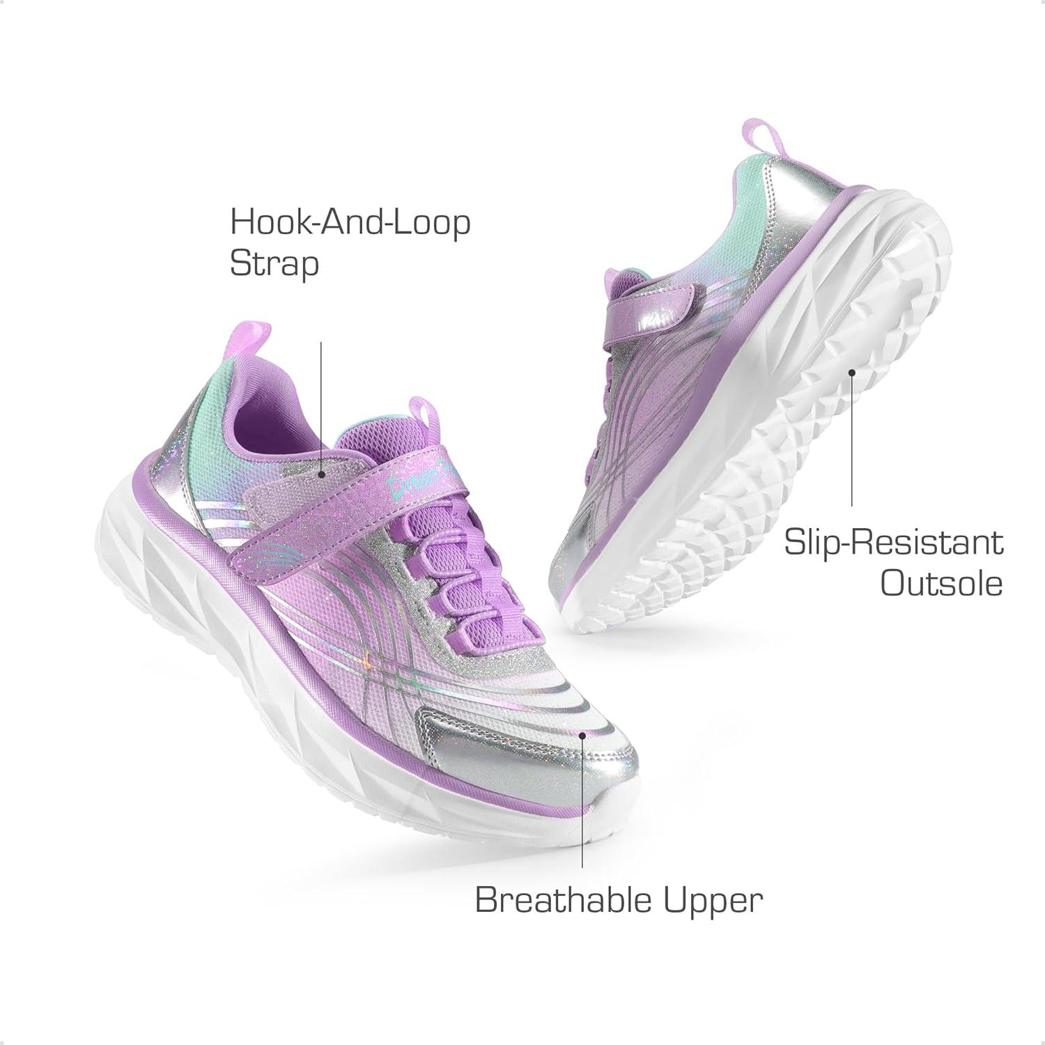 imageDREAM PAIRS Girls Shoes Sneakers Kids Tennis Shoes Sparkle ColorBurst Lightweight Running Casual Walking ShoesPurpleSilverBlue