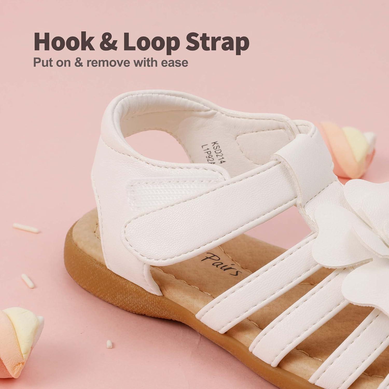 imageDREAM PAIRS Girls ToddlerLittle Kid ClosedToe Flower Summer Dress Sandals ShoesWhite