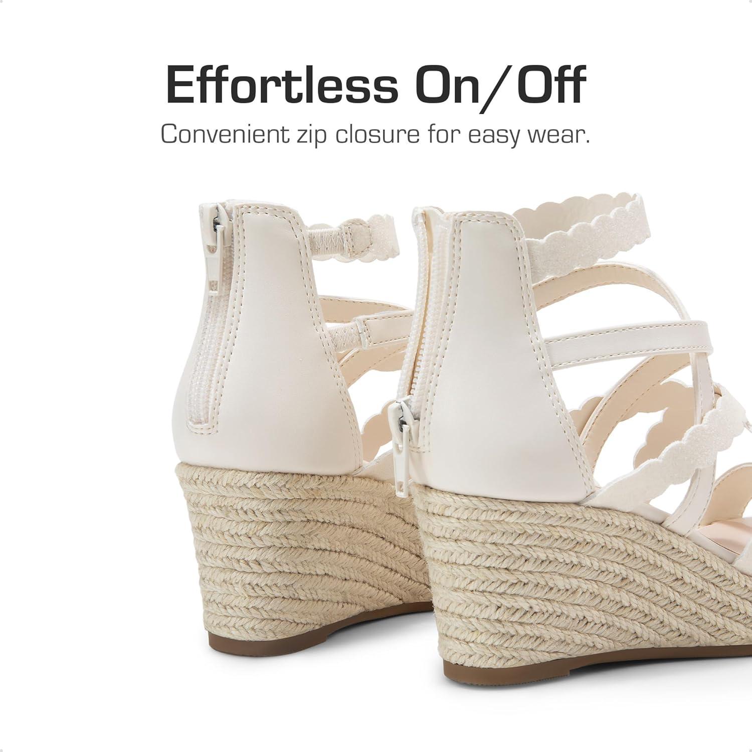 imageDREAM PAIRS Girls Wedge Sandals Flatform Open Toe Platform Sandals Flower Wedding Party for Little KidBig KidIvory