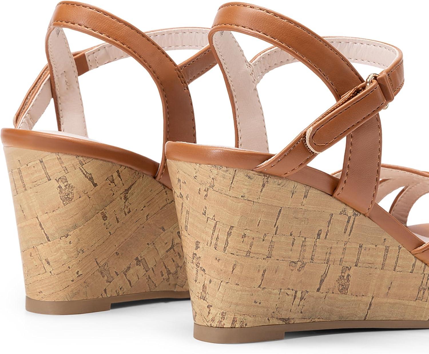 imageDREAM PAIRS Girls Wedge Sandals Flatform Open Toe Summer Platform Sandals Flower Wedding Party for Little KidBig KidBrown