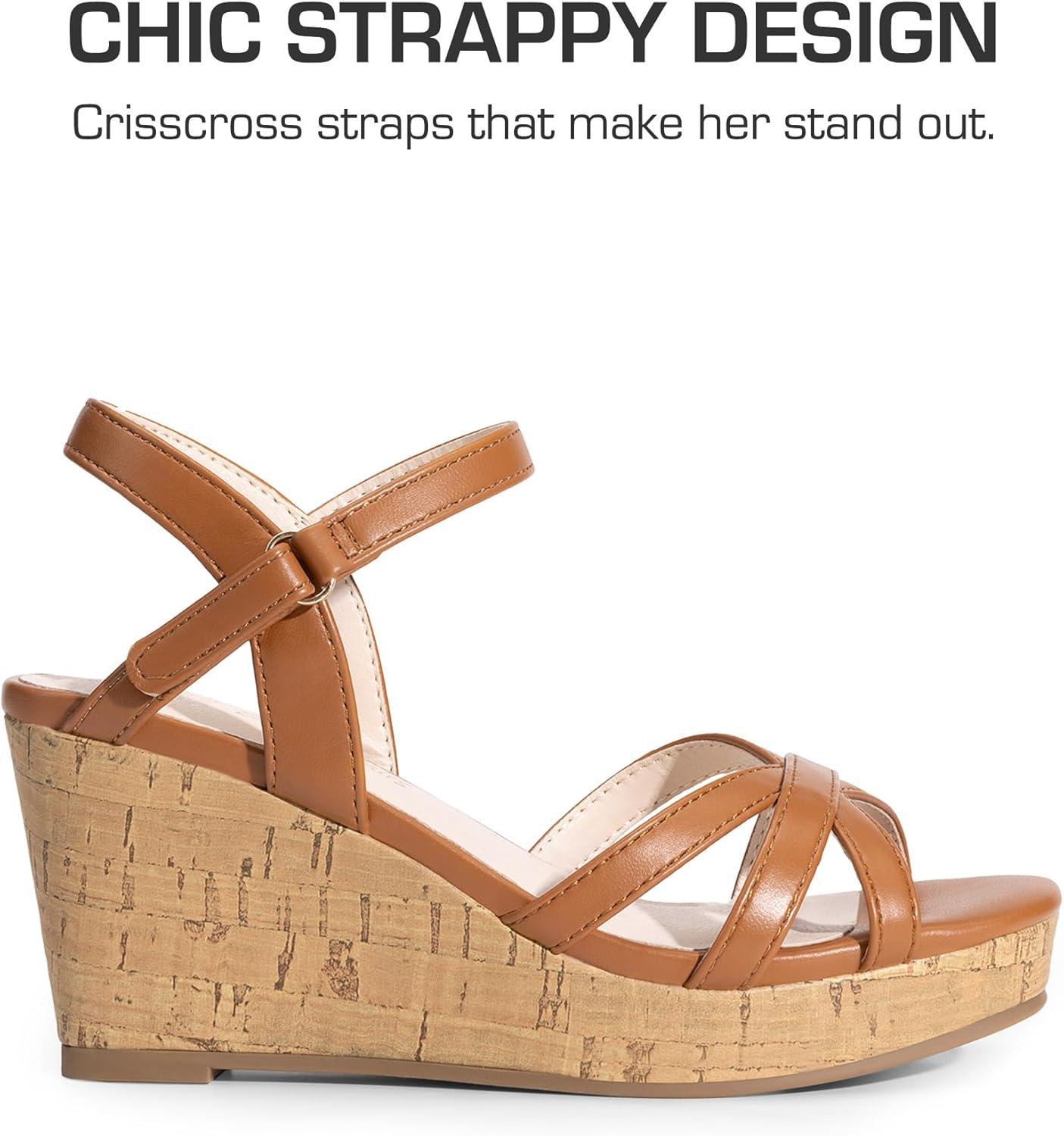 imageDREAM PAIRS Girls Wedge Sandals Flatform Open Toe Summer Platform Sandals Flower Wedding Party for Little KidBig KidBrown